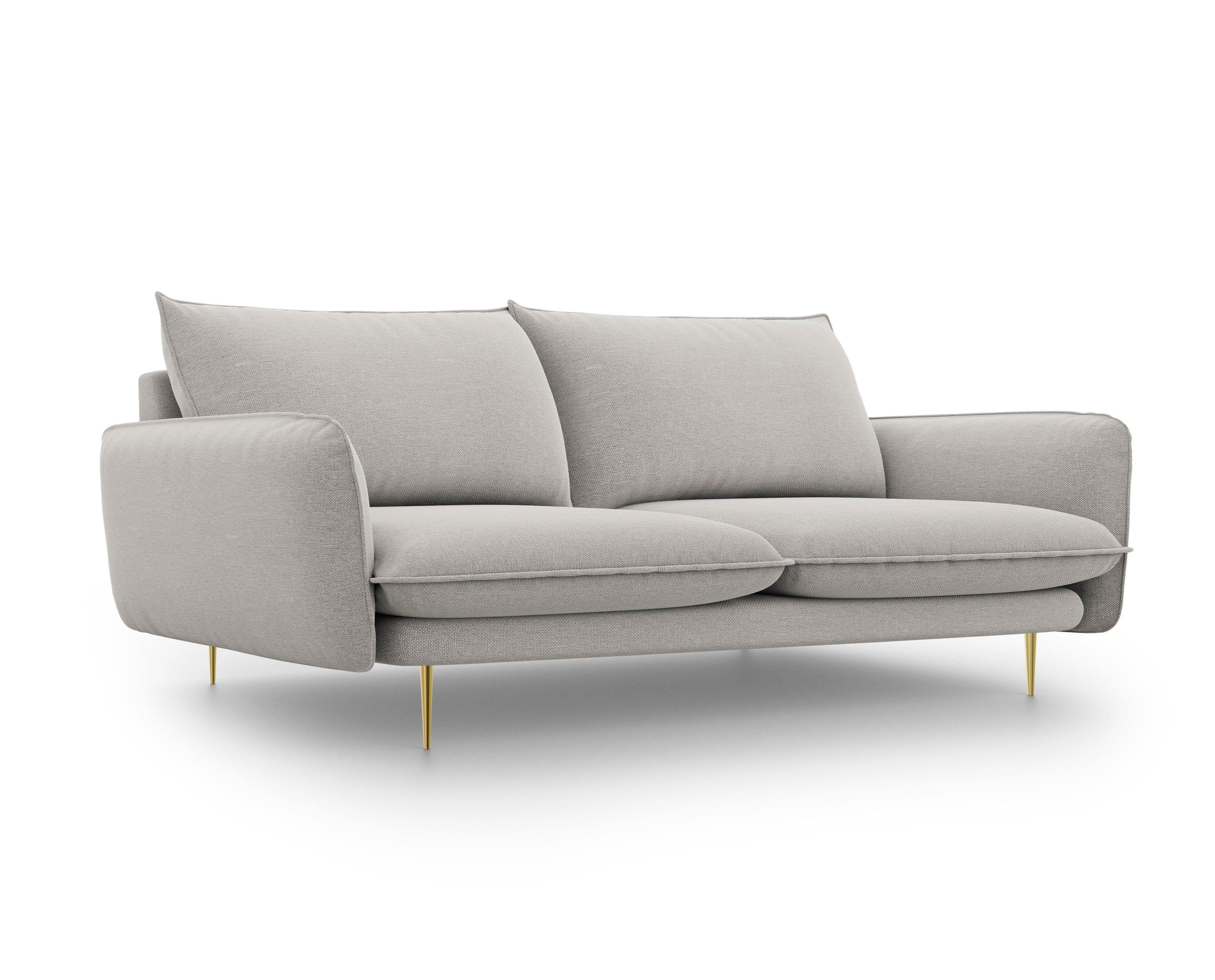 Sofa 3-osobowa VIENNA jasnoszary ze złotą podstawą Cosmopolitan Design Eye on Design