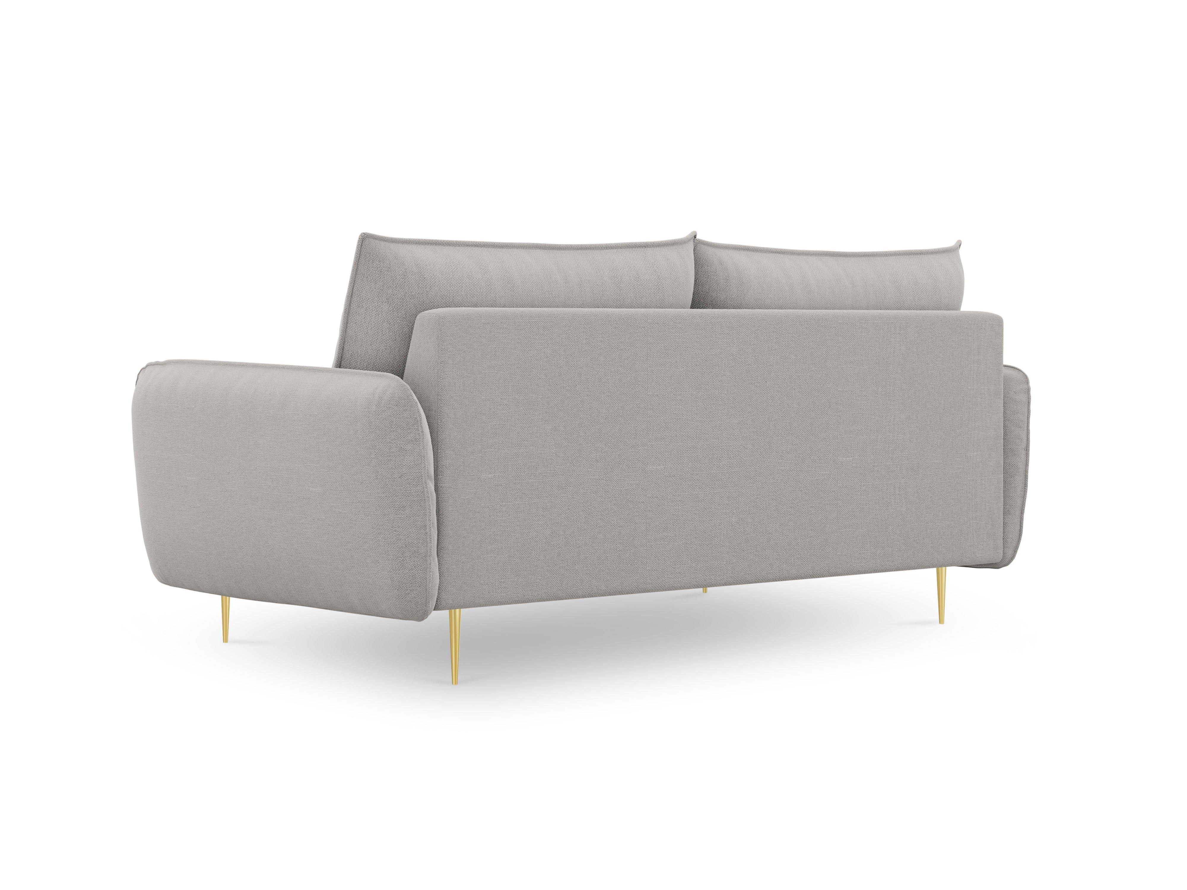 Sofa 3-osobowa VIENNA jasnoszary ze złotą podstawą Cosmopolitan Design Eye on Design