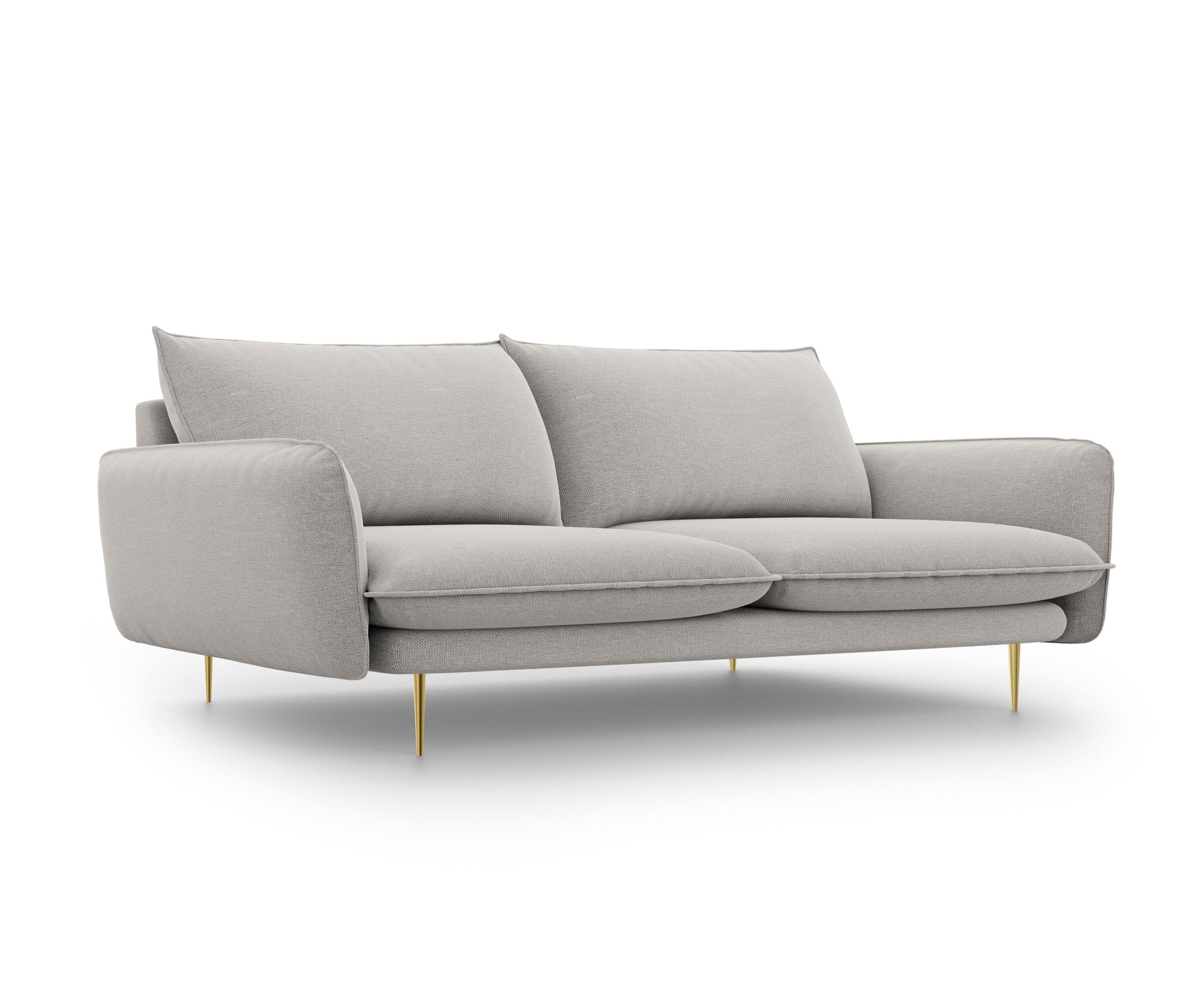 Sofa 4-osobowa VIENNA jasnoszary ze złotą podstawą Cosmopolitan Design Eye on Design