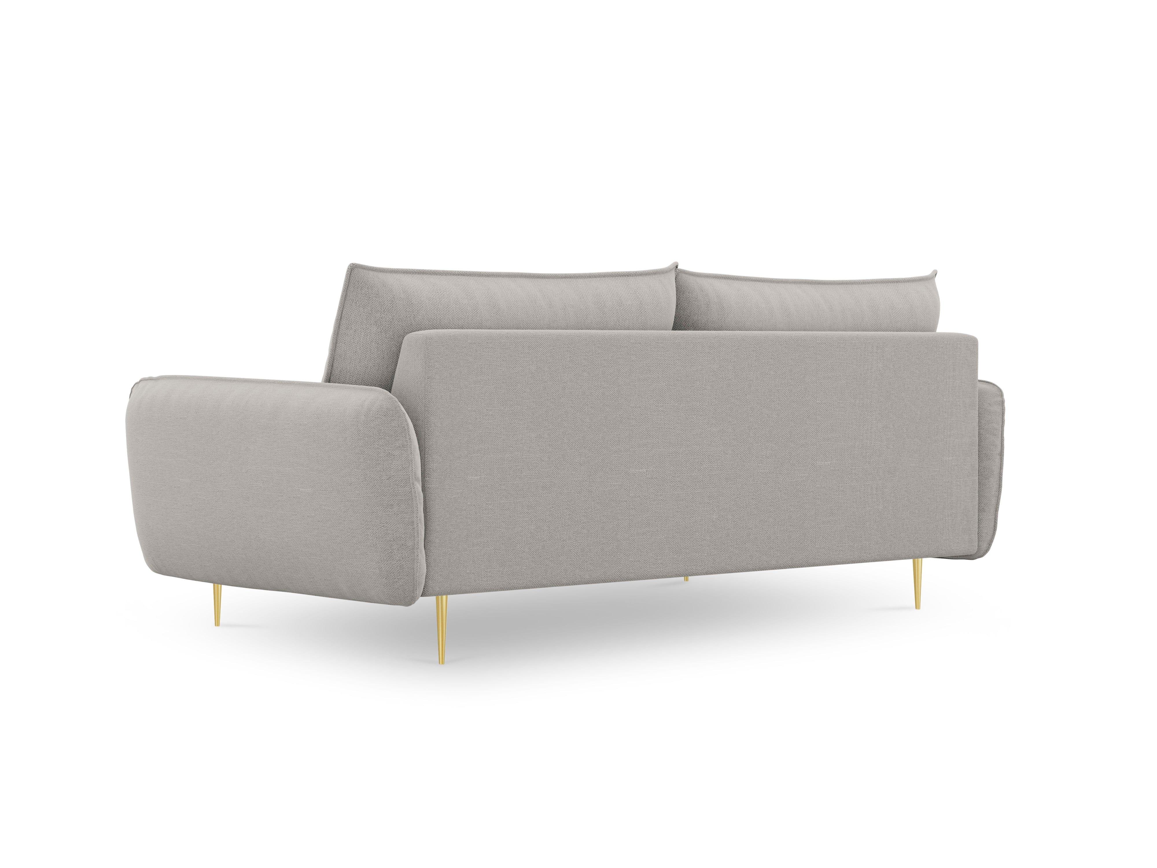 Sofa 4-osobowa VIENNA jasnoszary ze złotą podstawą Cosmopolitan Design Eye on Design