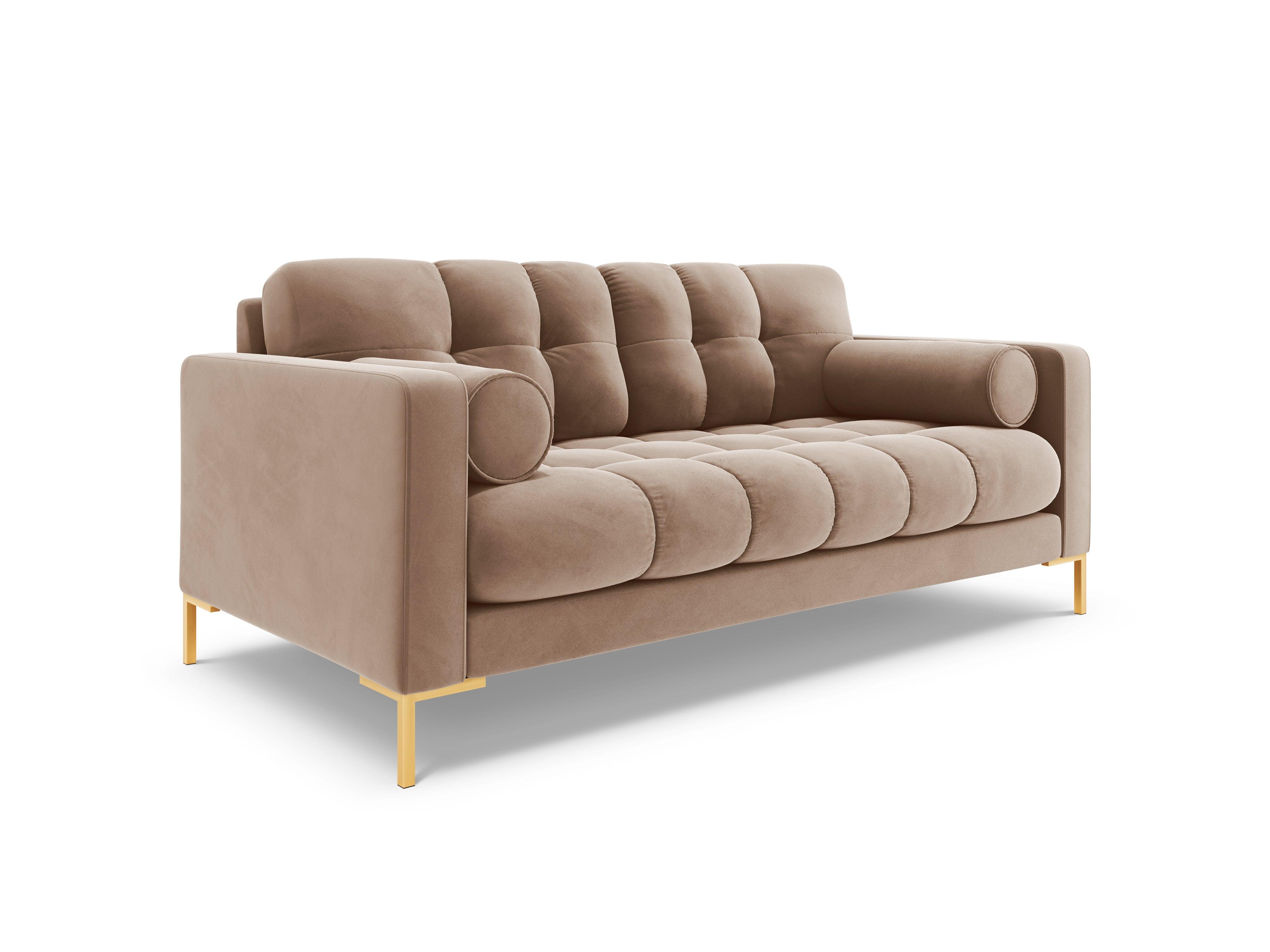 Sofa aksamitna 2-osobowa BALI beżowy ze złotą podstawą Cosmopolitan Design Eye on Design
