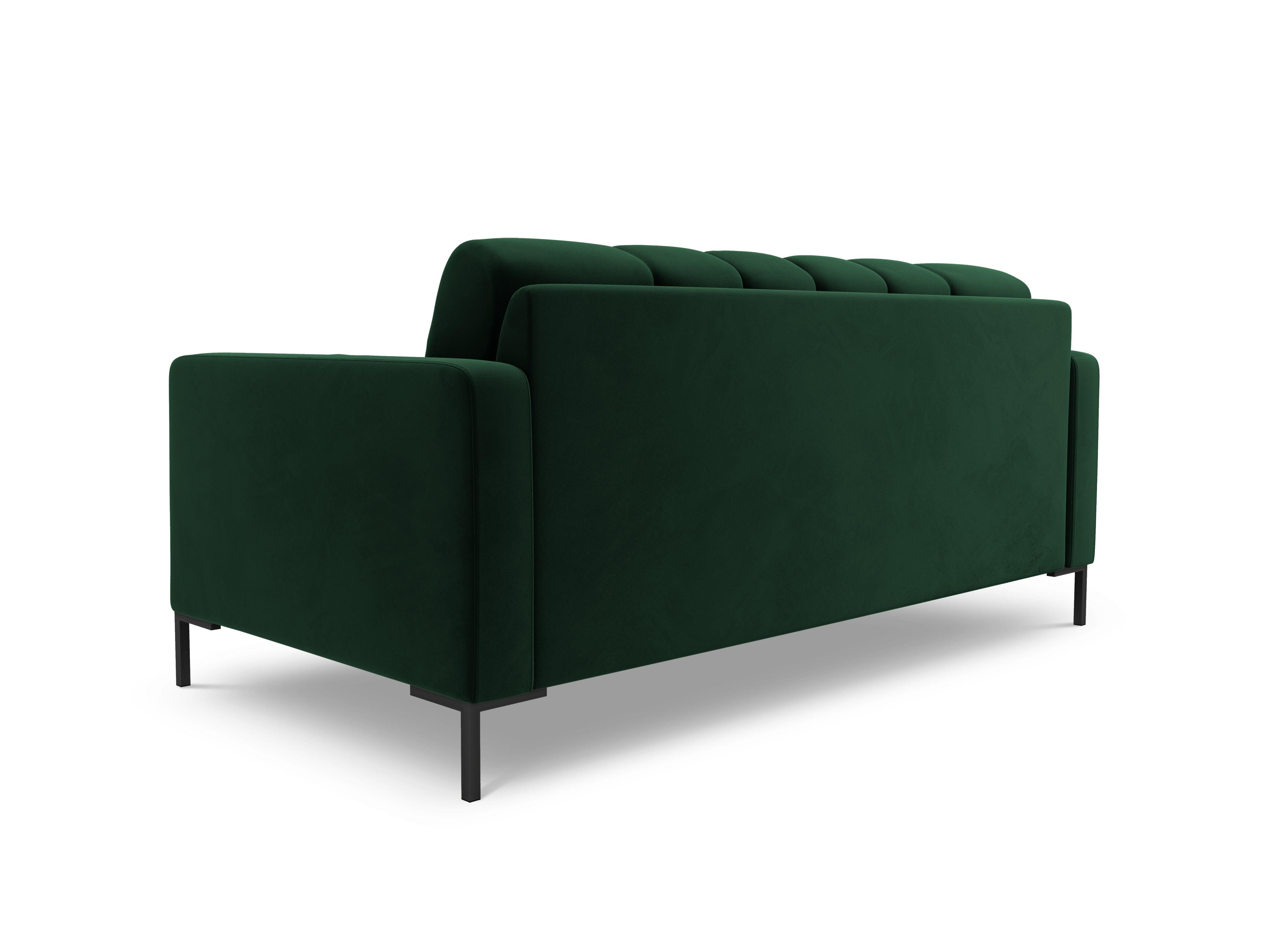 Sofa aksamitna 2-osobowa BALI butelkowa zieleń z czarną podstawą Cosmopolitan Design Eye on Design