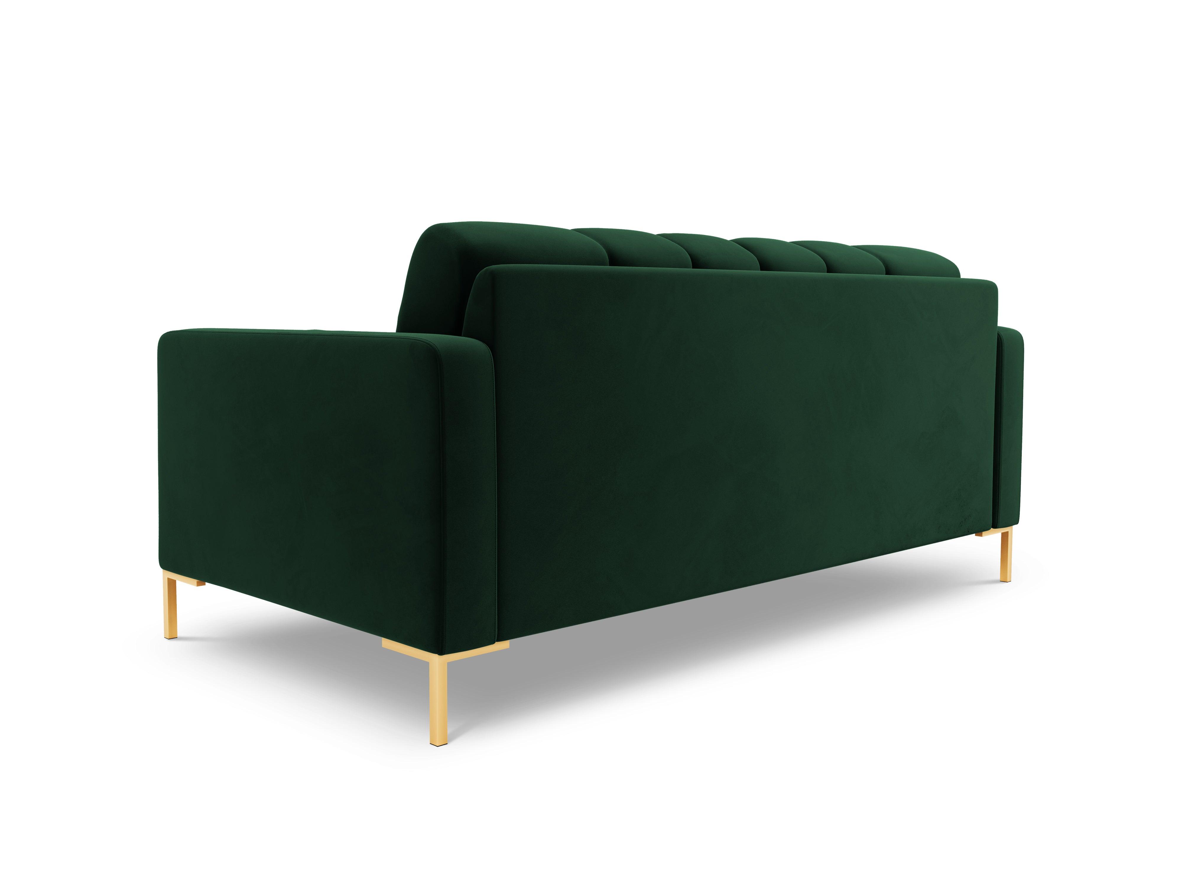 Sofa aksamitna 2-osobowa BALI butelkowa zieleń ze złotą podstawą Cosmopolitan Design Eye on Design
