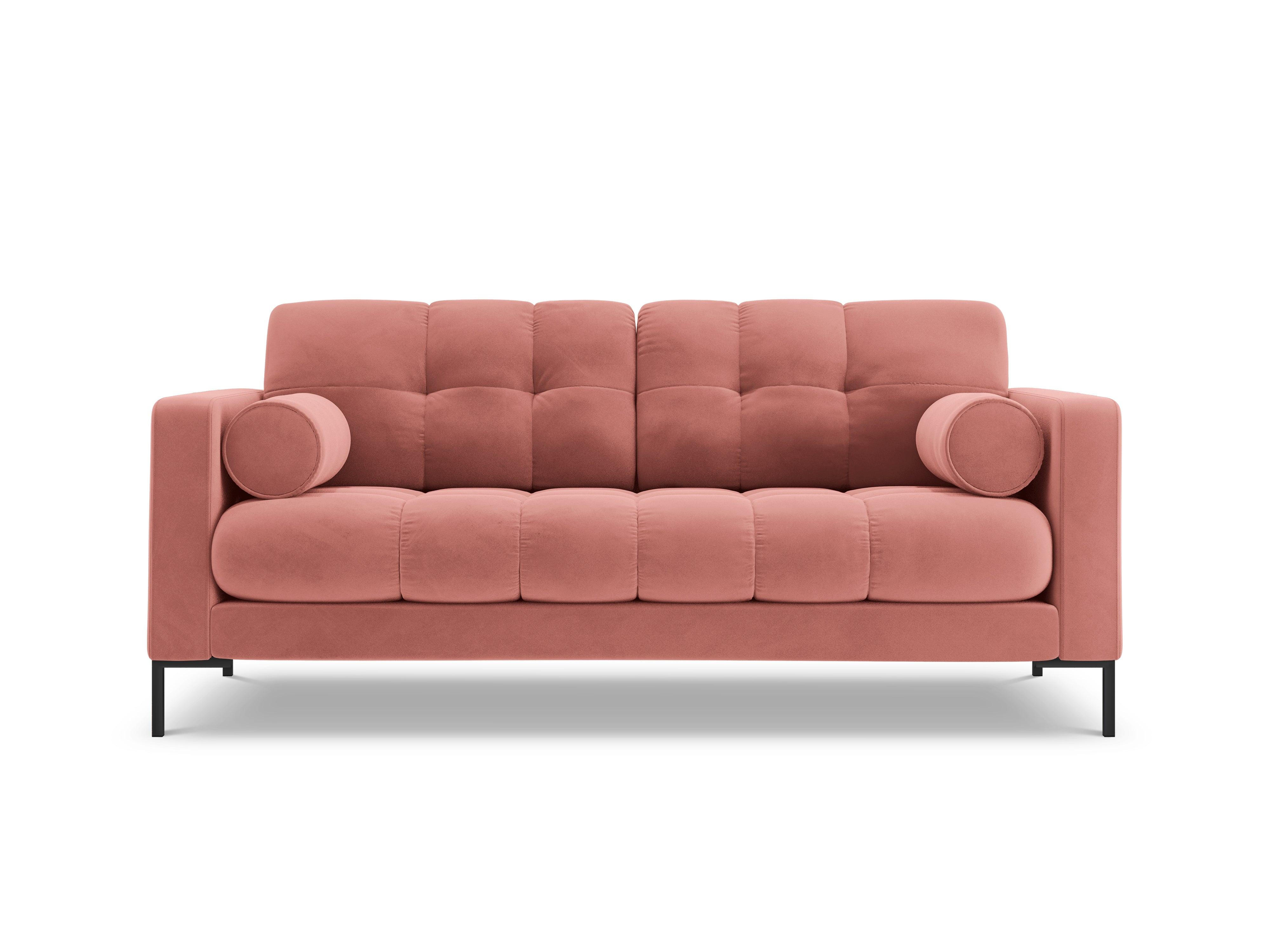 Sofa aksamitna 2-osobowa BALI różowy z czarną podstawą Cosmopolitan Design Eye on Design