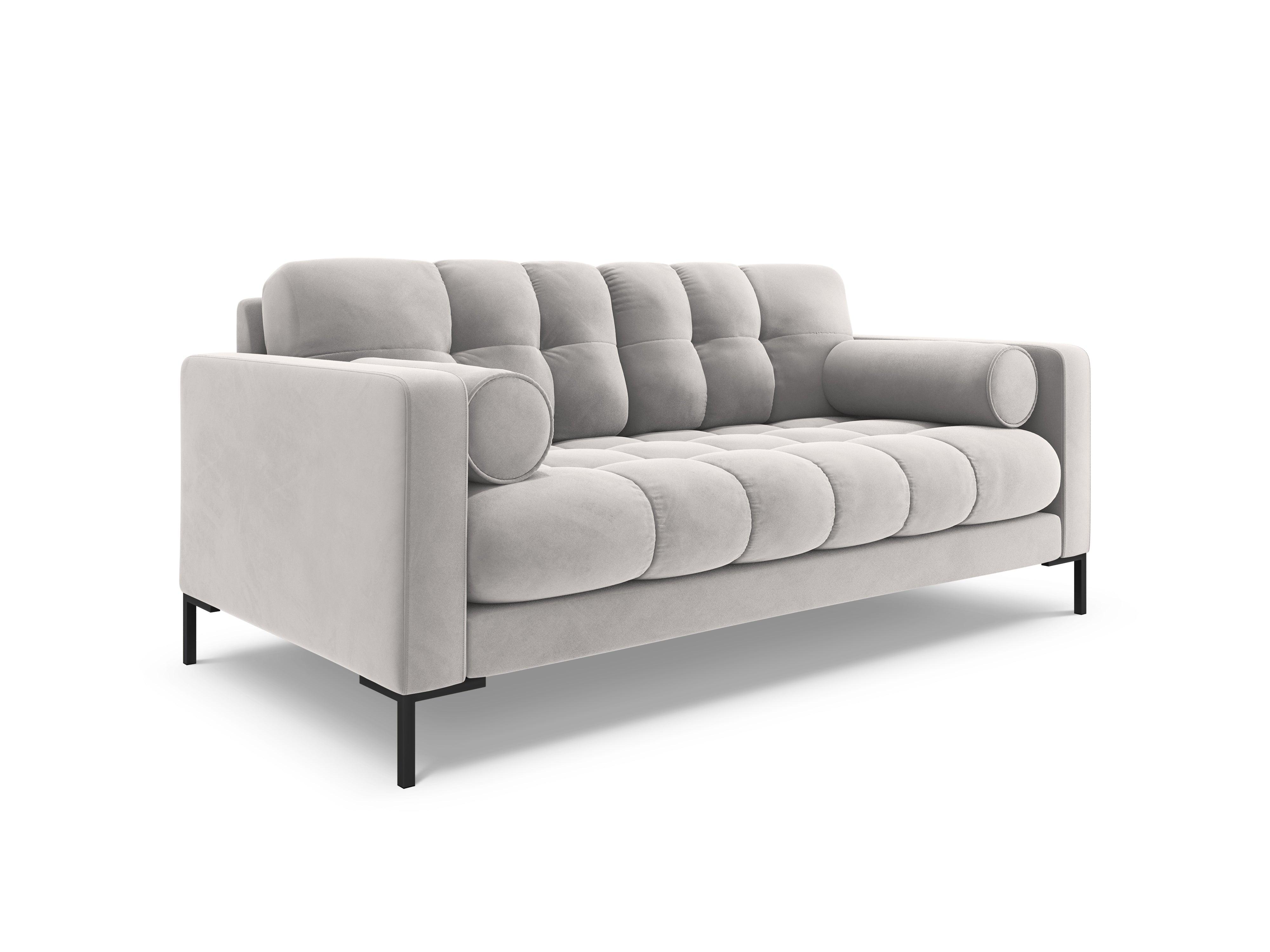 Sofa aksamitna 2-osobowa BALI srebrny z czarną podstawą Cosmopolitan Design Eye on Design