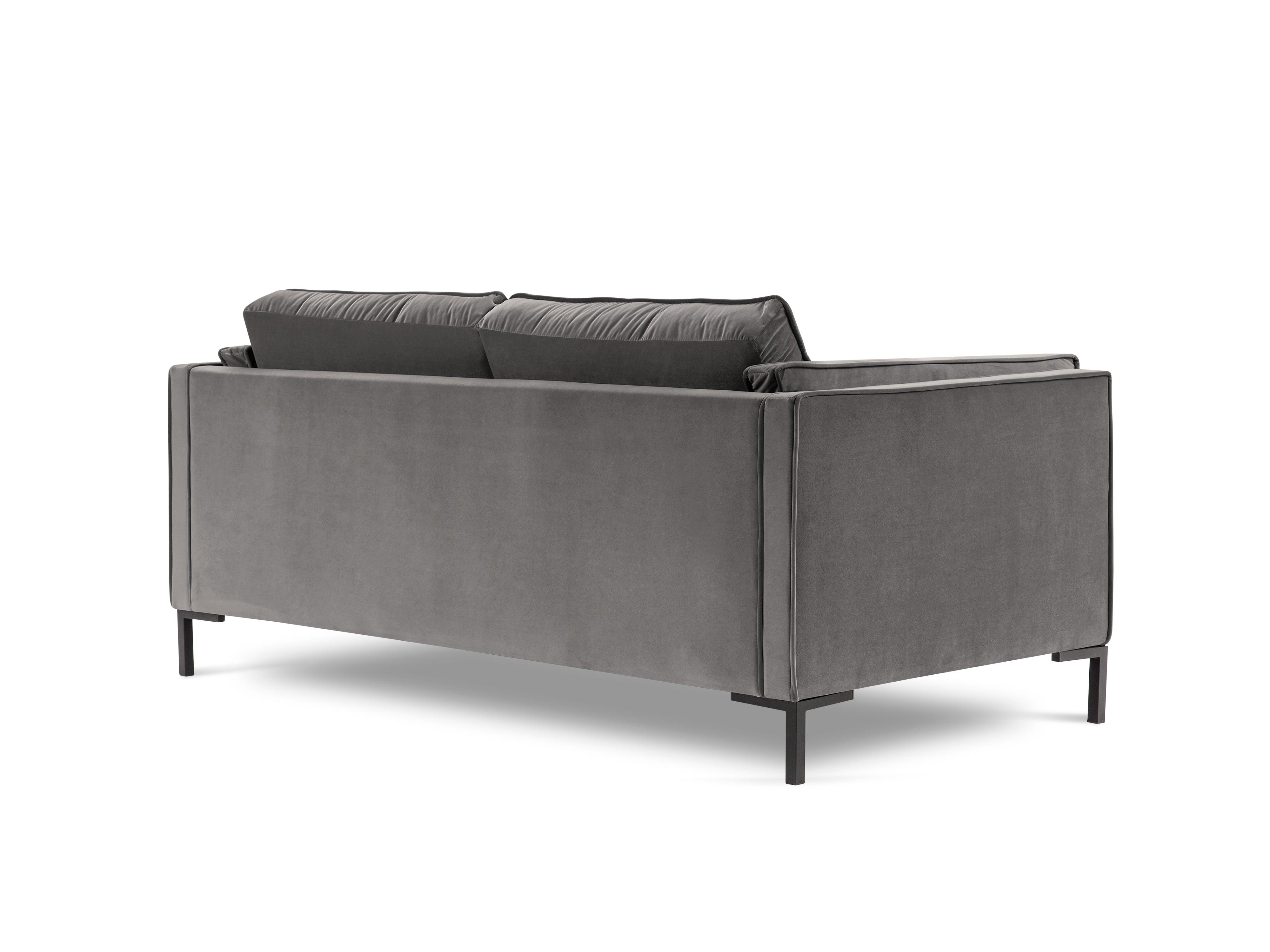 Sofa aksamitna 2-osobowa LUIS jasnoszary z czarną podstawą Milo Casa Eye on Design