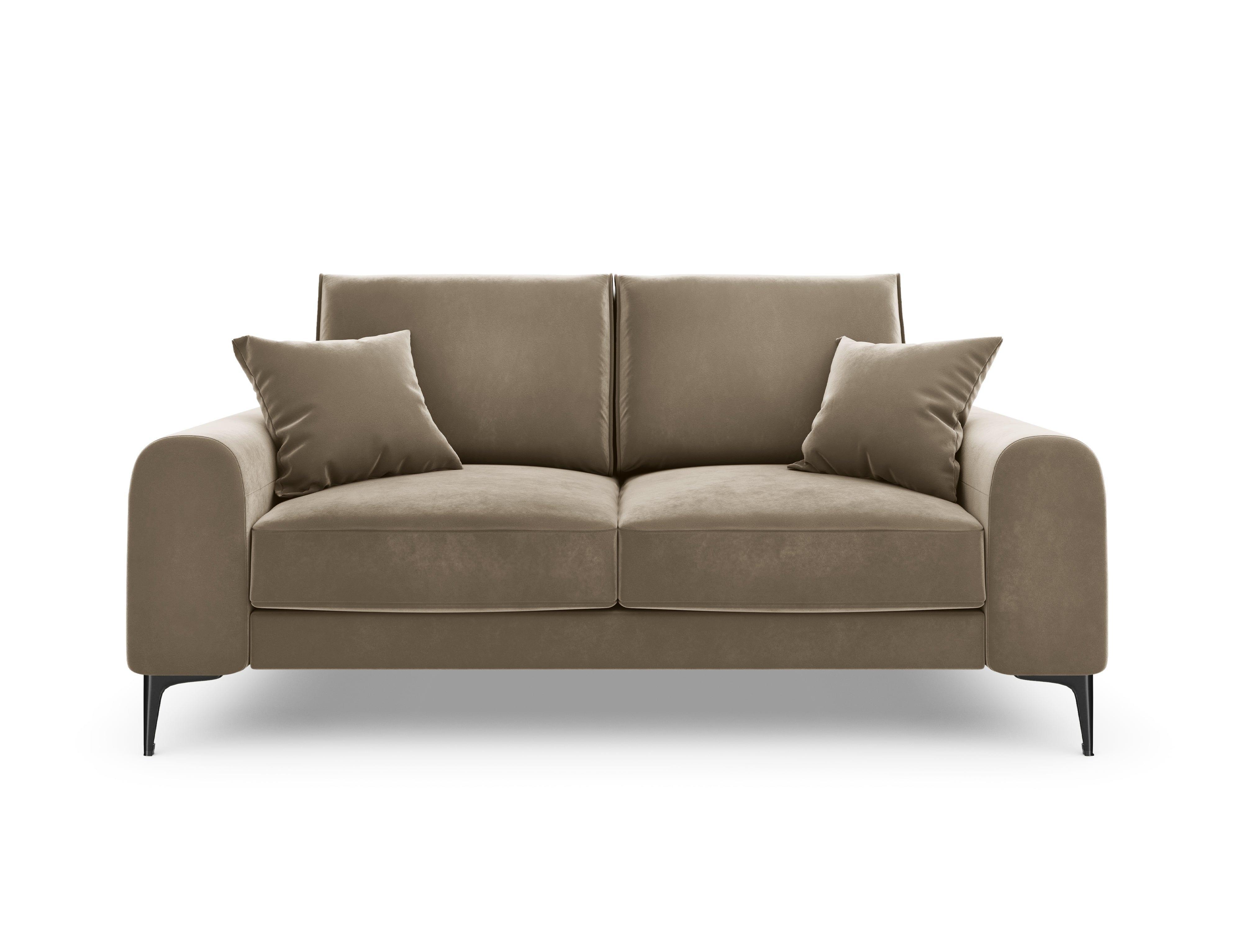 Sofa aksamitna 2-osobowa MADARA cappuccino z czarną podstawą Mazzini Sofas Eye on Design