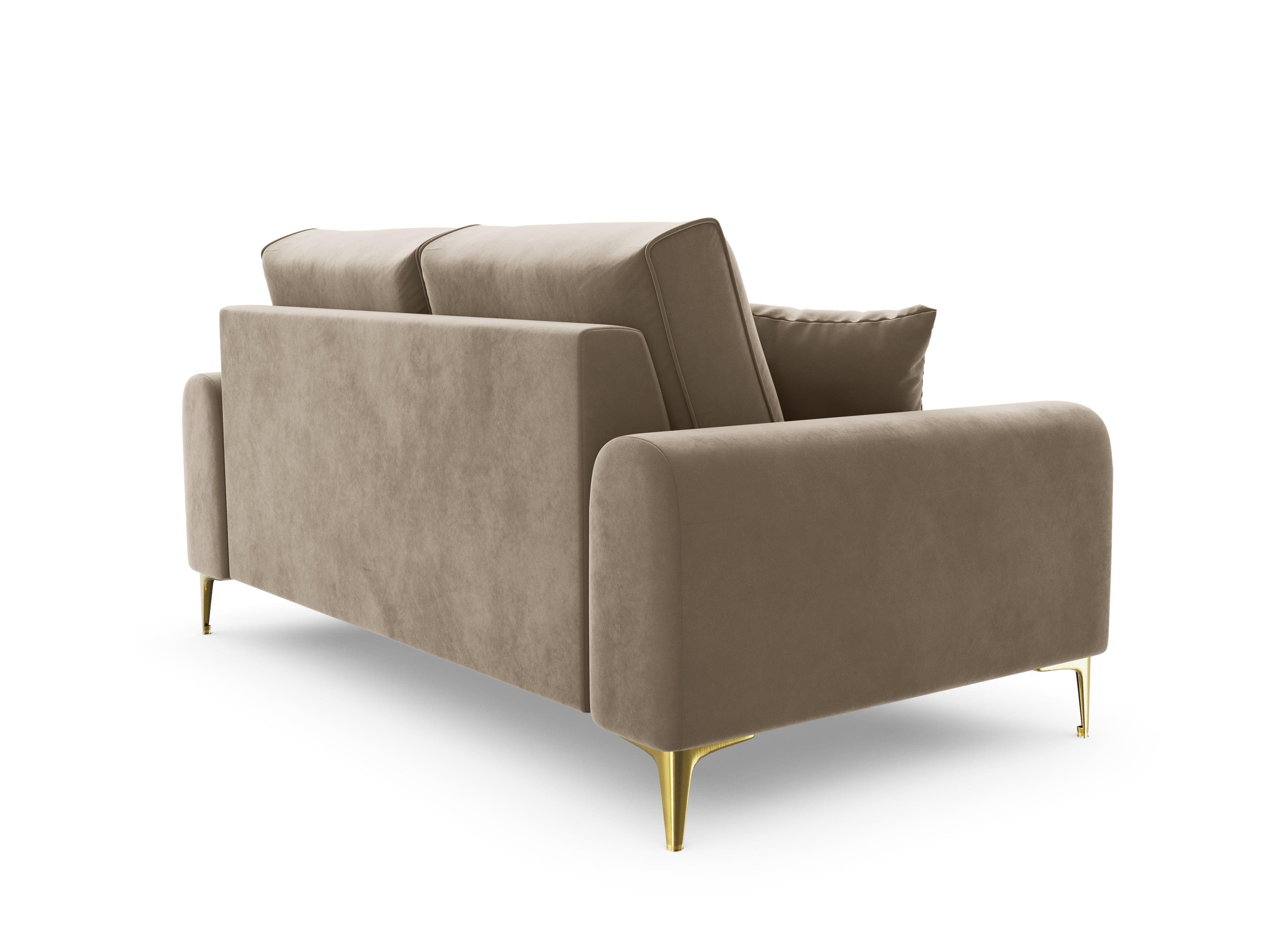 Sofa aksamitna 2-osobowa MADARA cappuccino ze złotą podstawą Mazzini Sofas Eye on Design