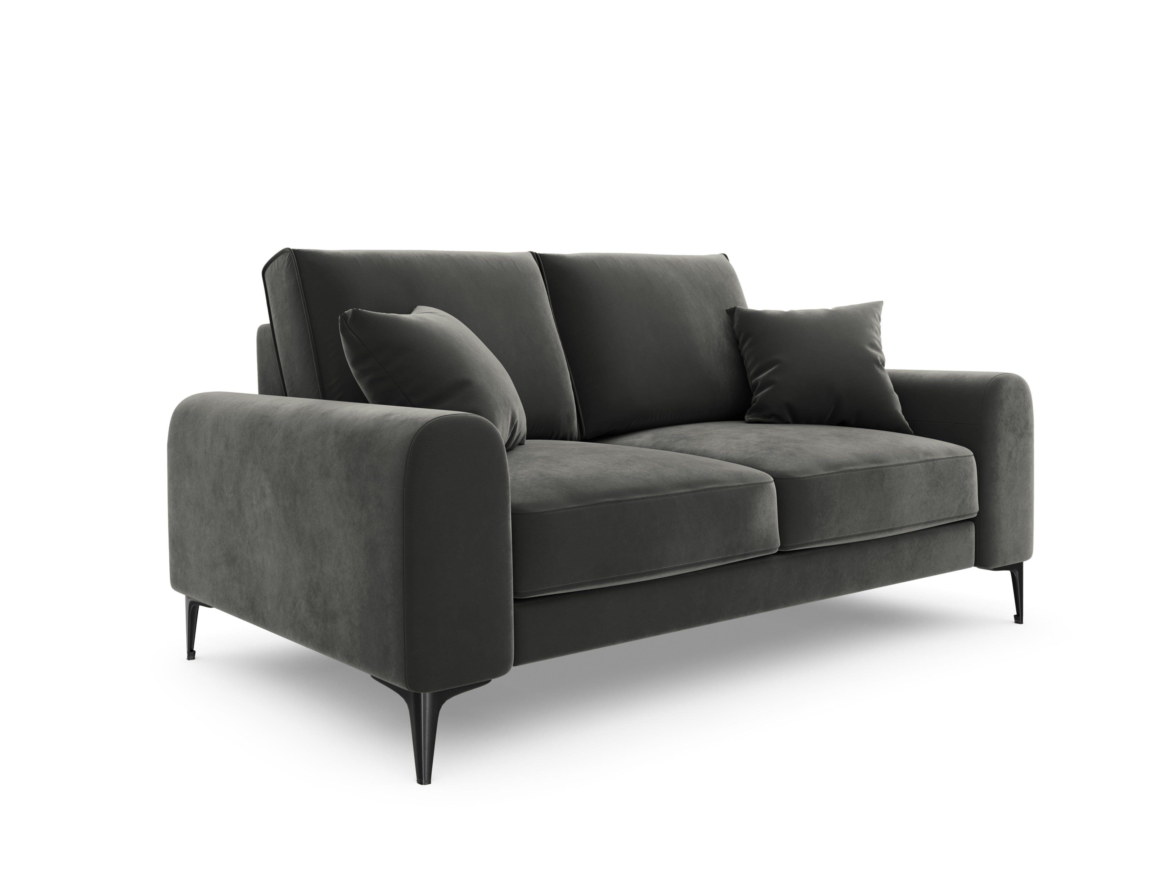 Sofa aksamitna 2-osobowa MADARA ciemnoszary z czarną podstawą Mazzini Sofas Eye on Design