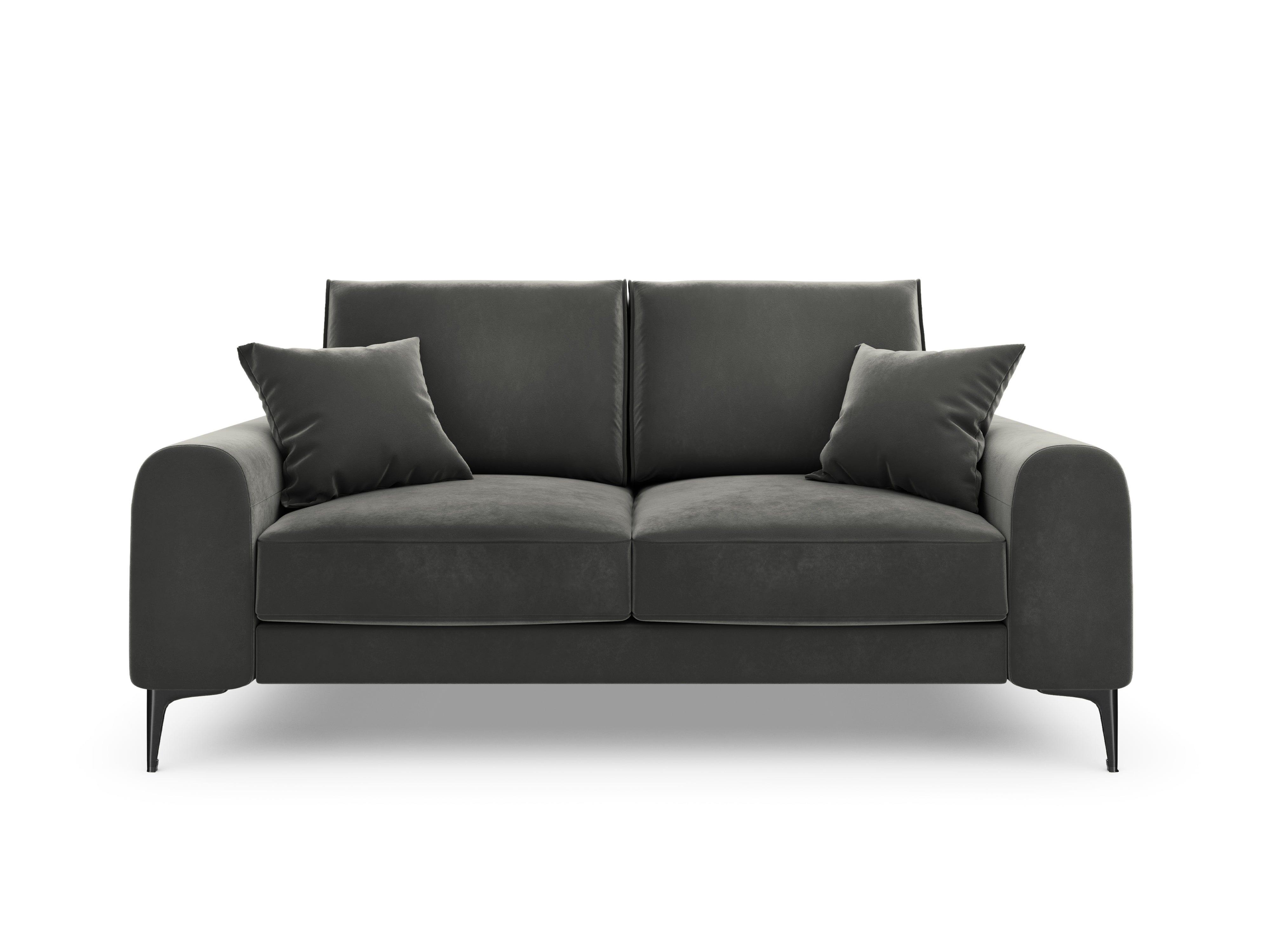 Sofa aksamitna 2-osobowa MADARA ciemnoszary z czarną podstawą Mazzini Sofas Eye on Design