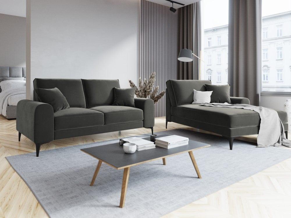 Sofa aksamitna 2-osobowa MADARA ciemnoszary z czarną podstawą Mazzini Sofas Eye on Design