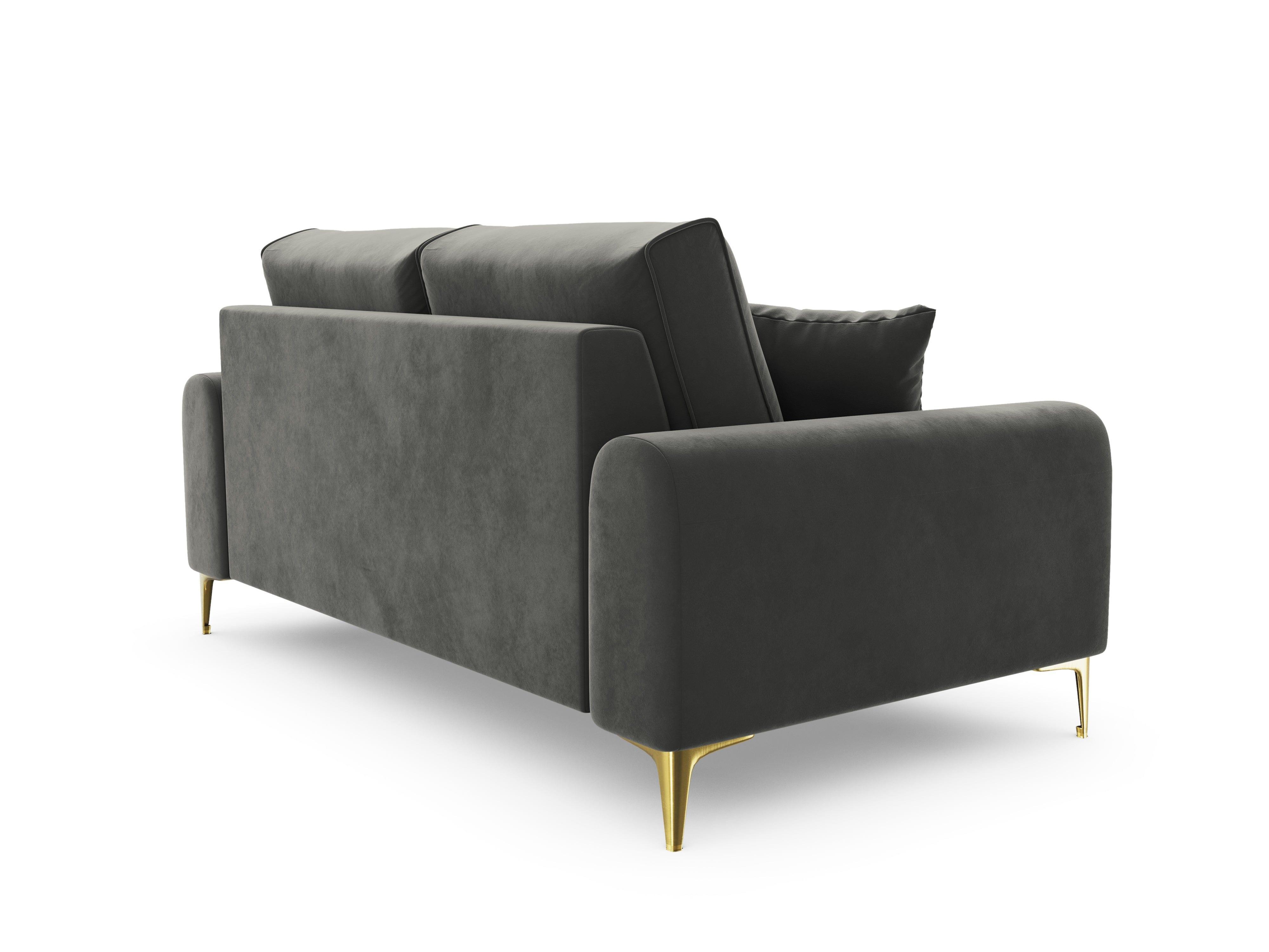 Sofa aksamitna 2-osobowa MADARA ciemnoszary ze złotą podstawą Mazzini Sofas Eye on Design