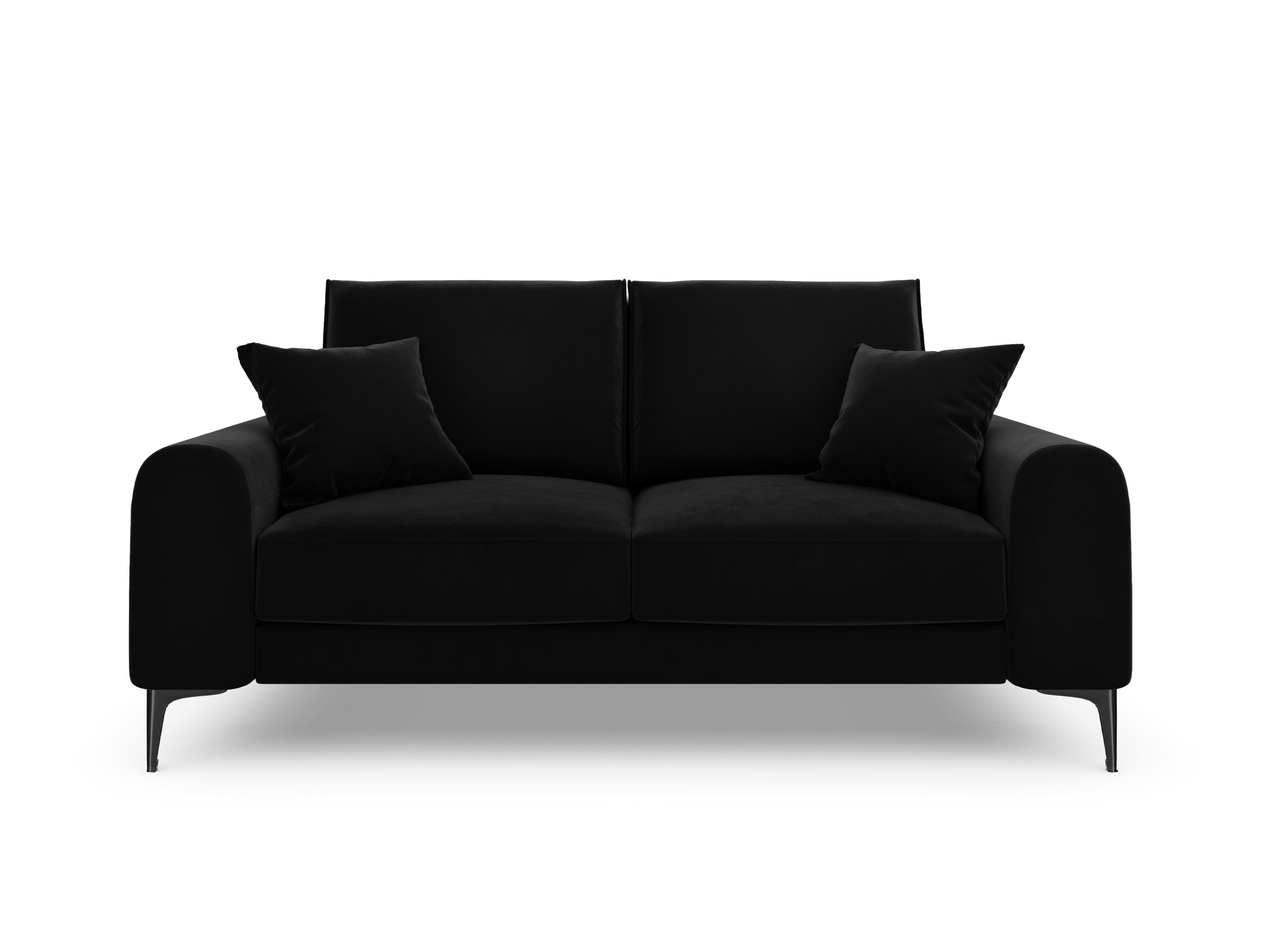 Sofa aksamitna 2-osobowa MADARA czarny z czarną podstawą Mazzini Sofas Eye on Design