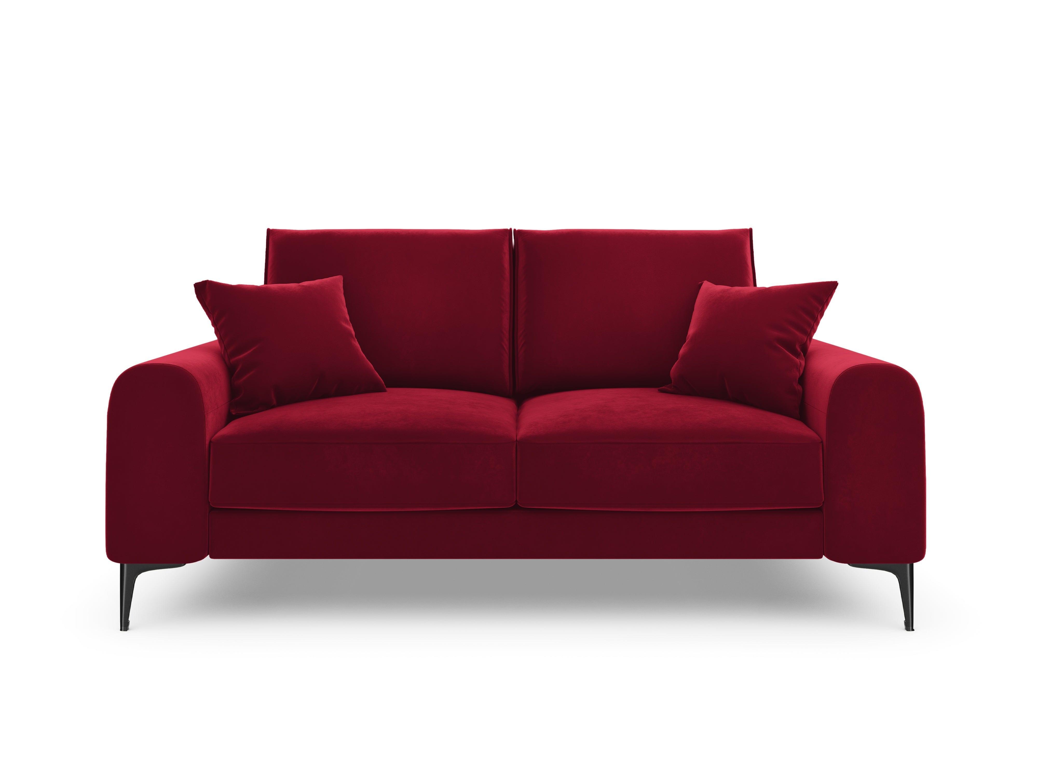 Sofa aksamitna 2-osobowa MADARA czerwony z czarną podstawą Mazzini Sofas Eye on Design