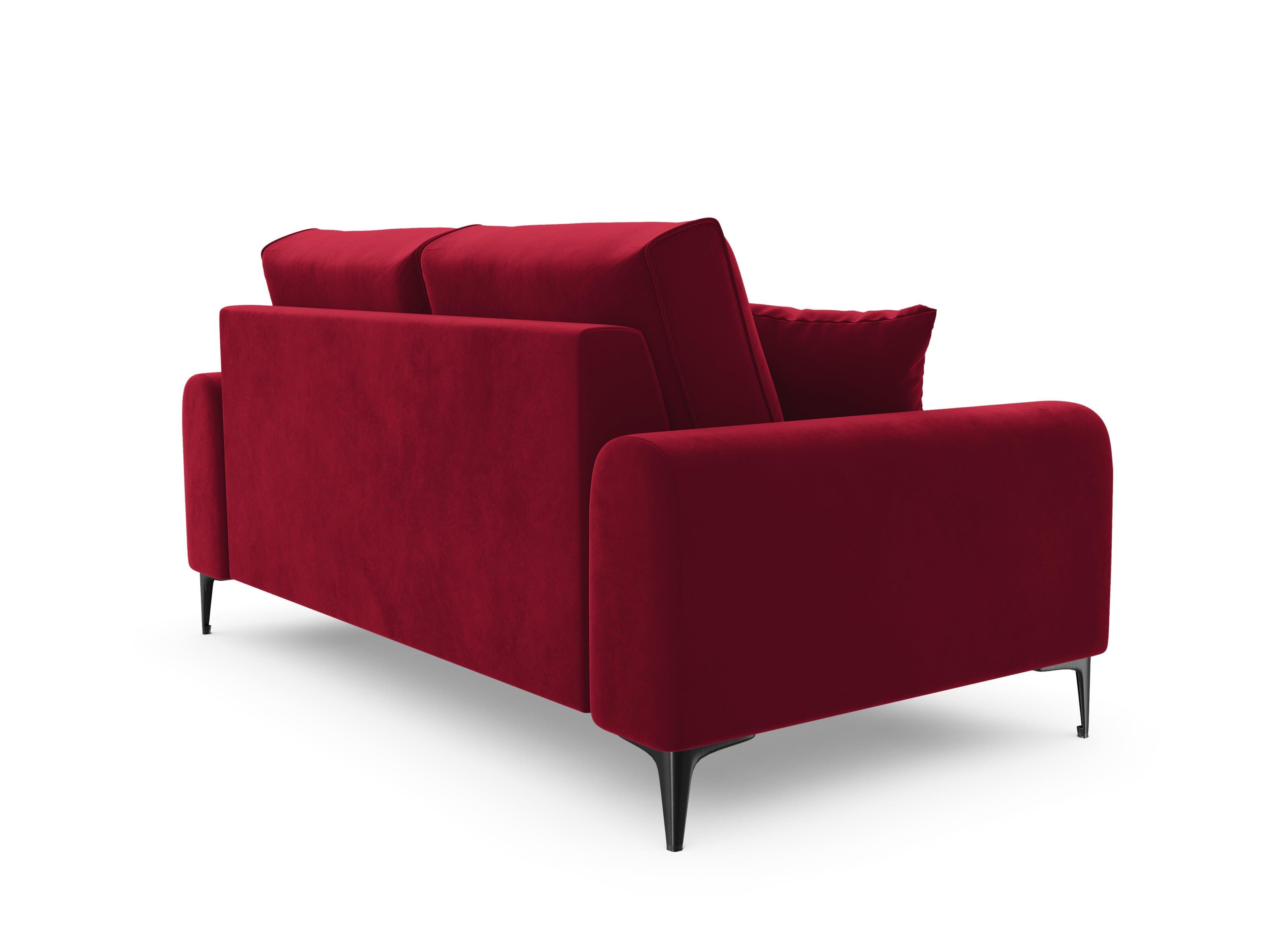 Sofa aksamitna 2-osobowa MADARA czerwony z czarną podstawą Mazzini Sofas Eye on Design