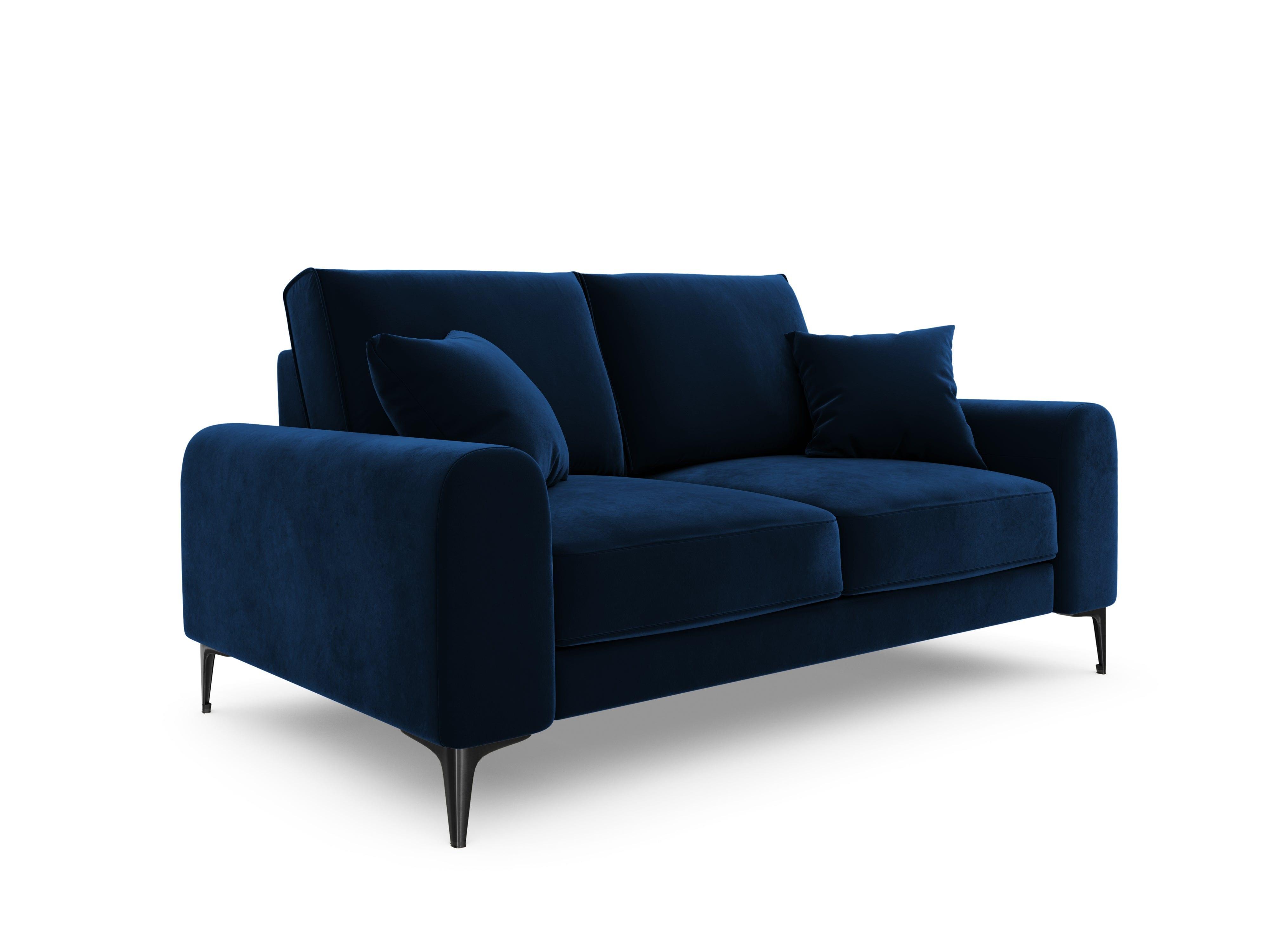 Sofa aksamitna 2-osobowa MADARA królewski niebieski z czarną podstawą Mazzini Sofas Eye on Design