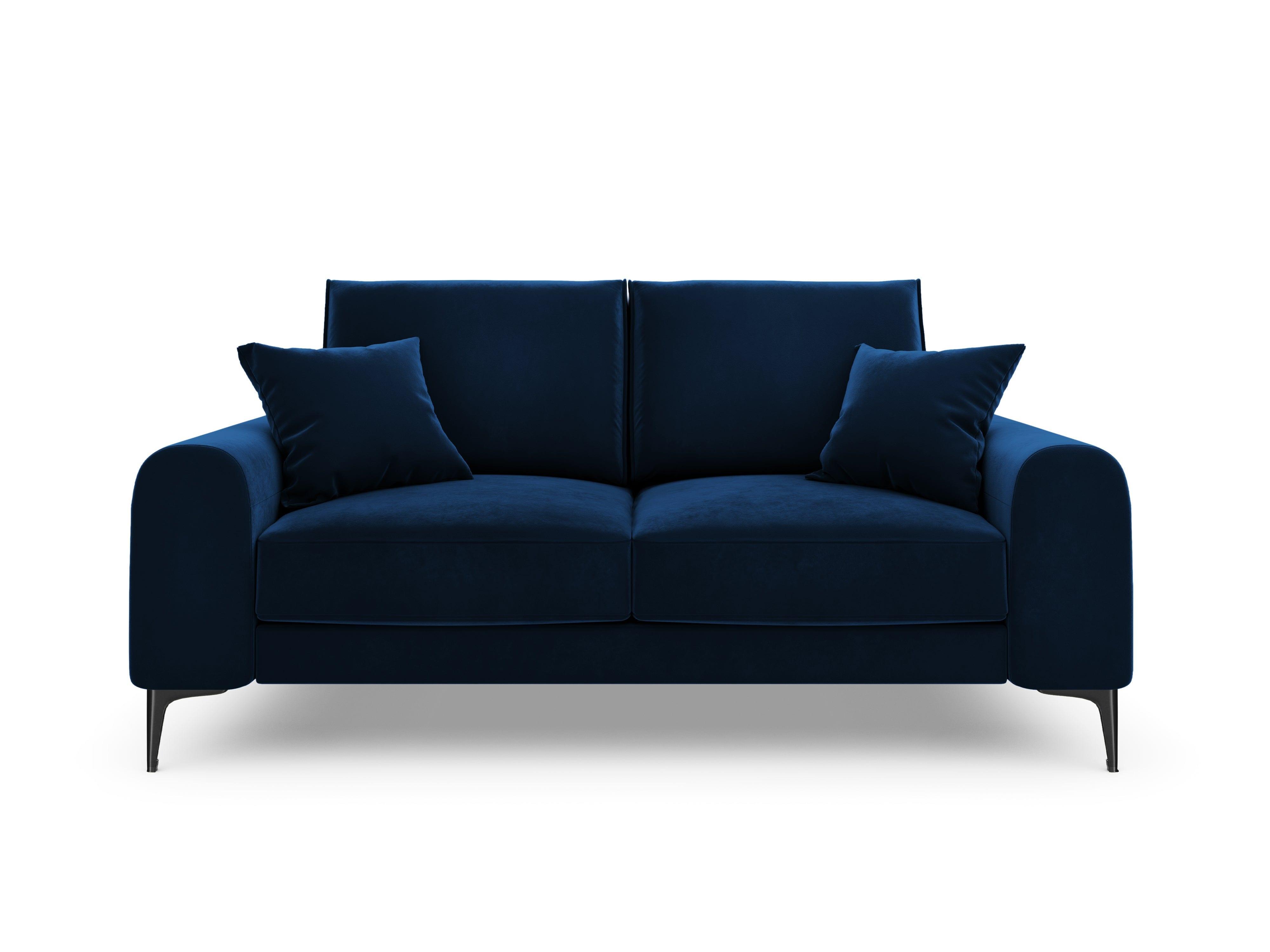 Sofa aksamitna 2-osobowa MADARA królewski niebieski z czarną podstawą Mazzini Sofas Eye on Design