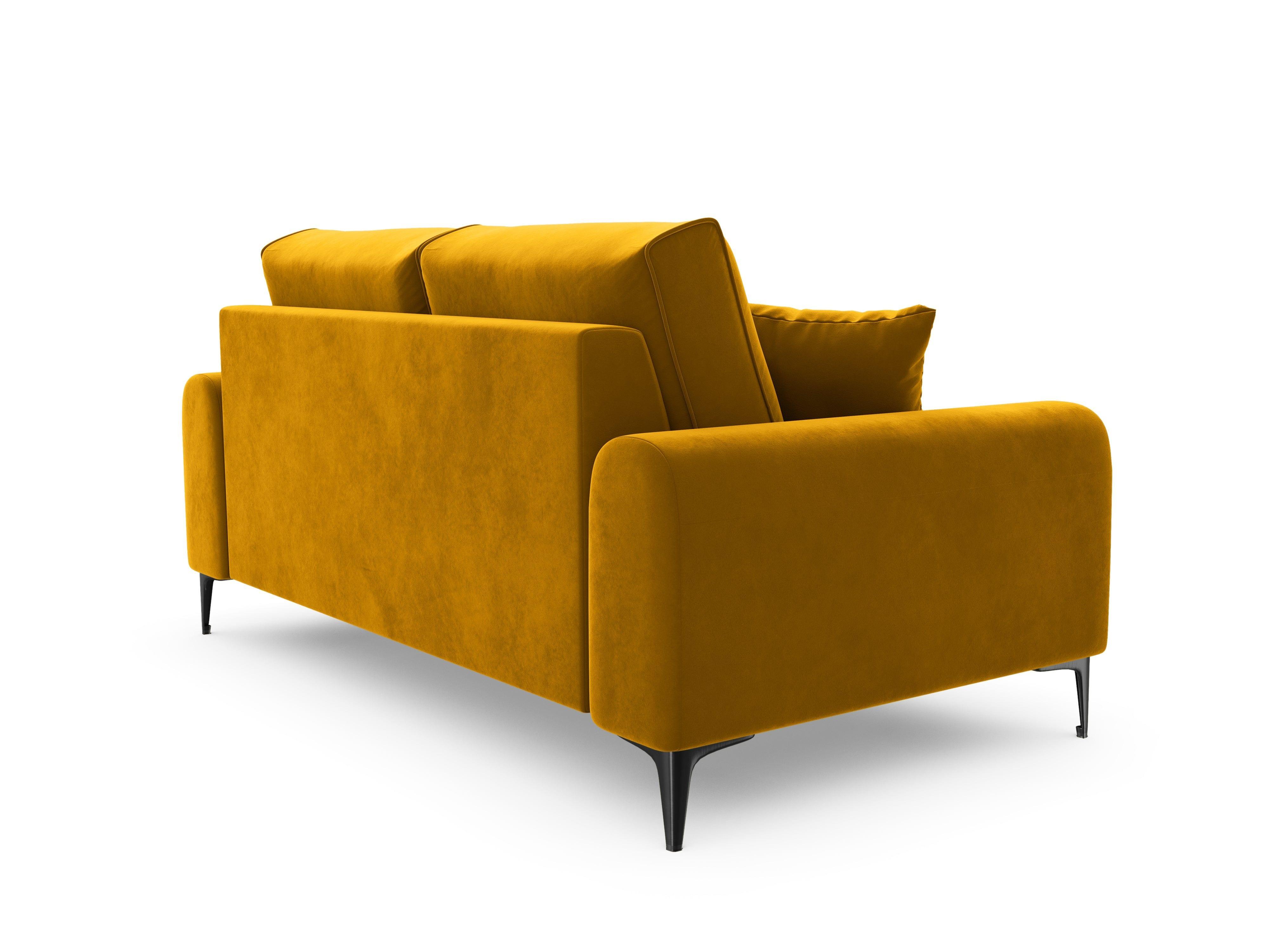 Sofa aksamitna 2-osobowa MADARA musztardowy z czarną podstawą Mazzini Sofas Eye on Design