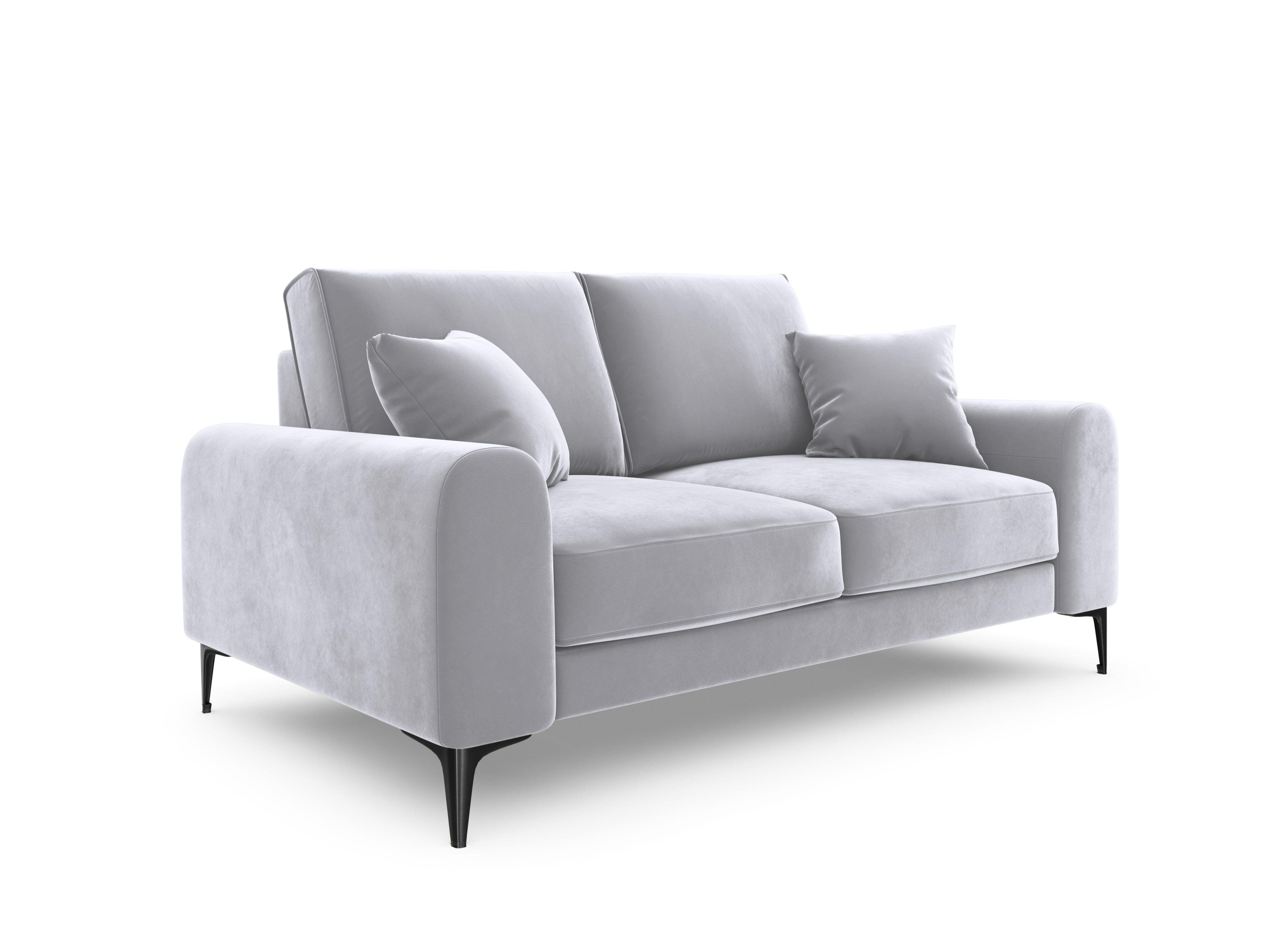 Sofa aksamitna 2-osobowa MADARA srebrny z czarną podstawą Mazzini Sofas Eye on Design