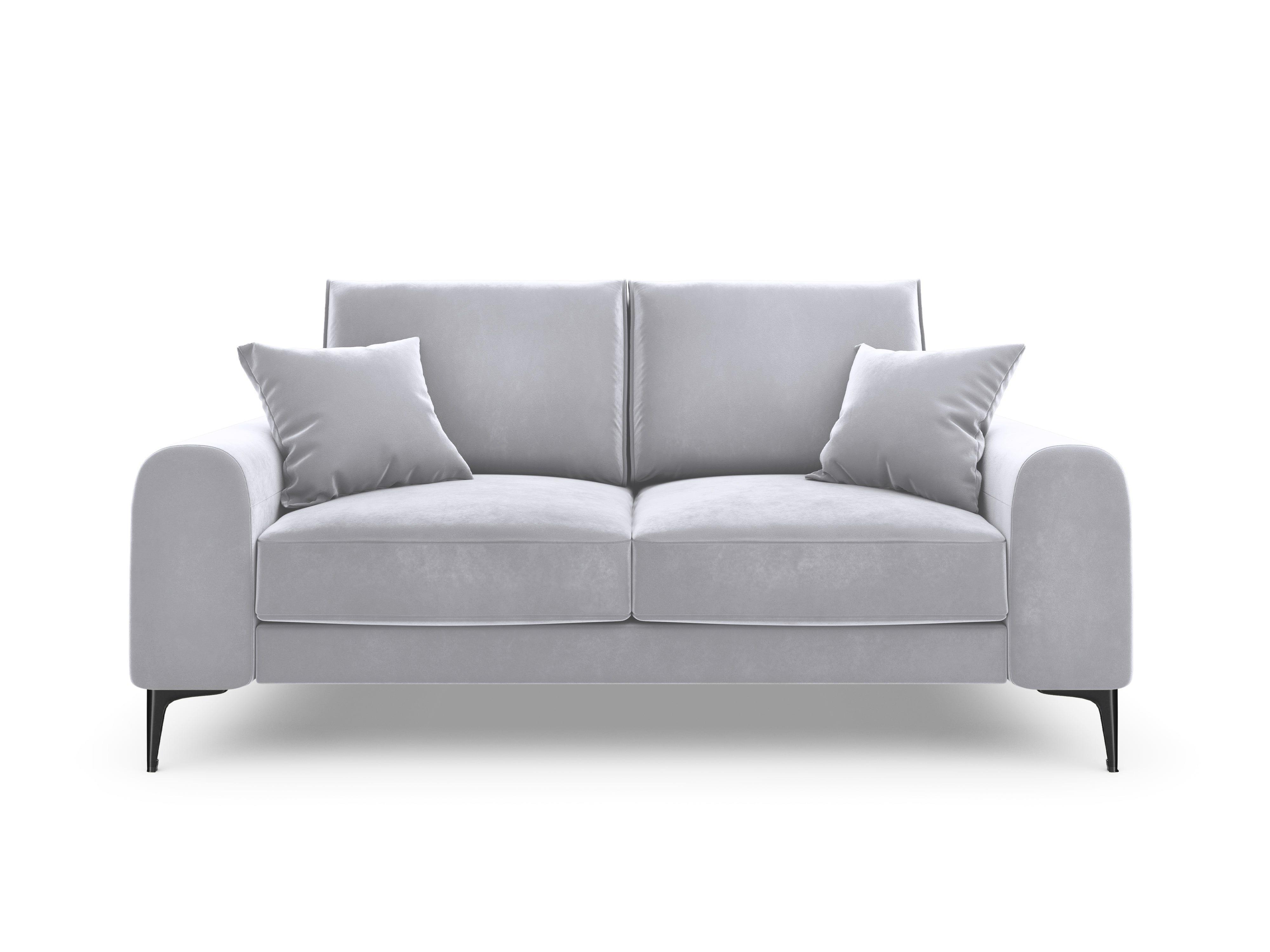 Sofa aksamitna 2-osobowa MADARA srebrny z czarną podstawą Mazzini Sofas Eye on Design