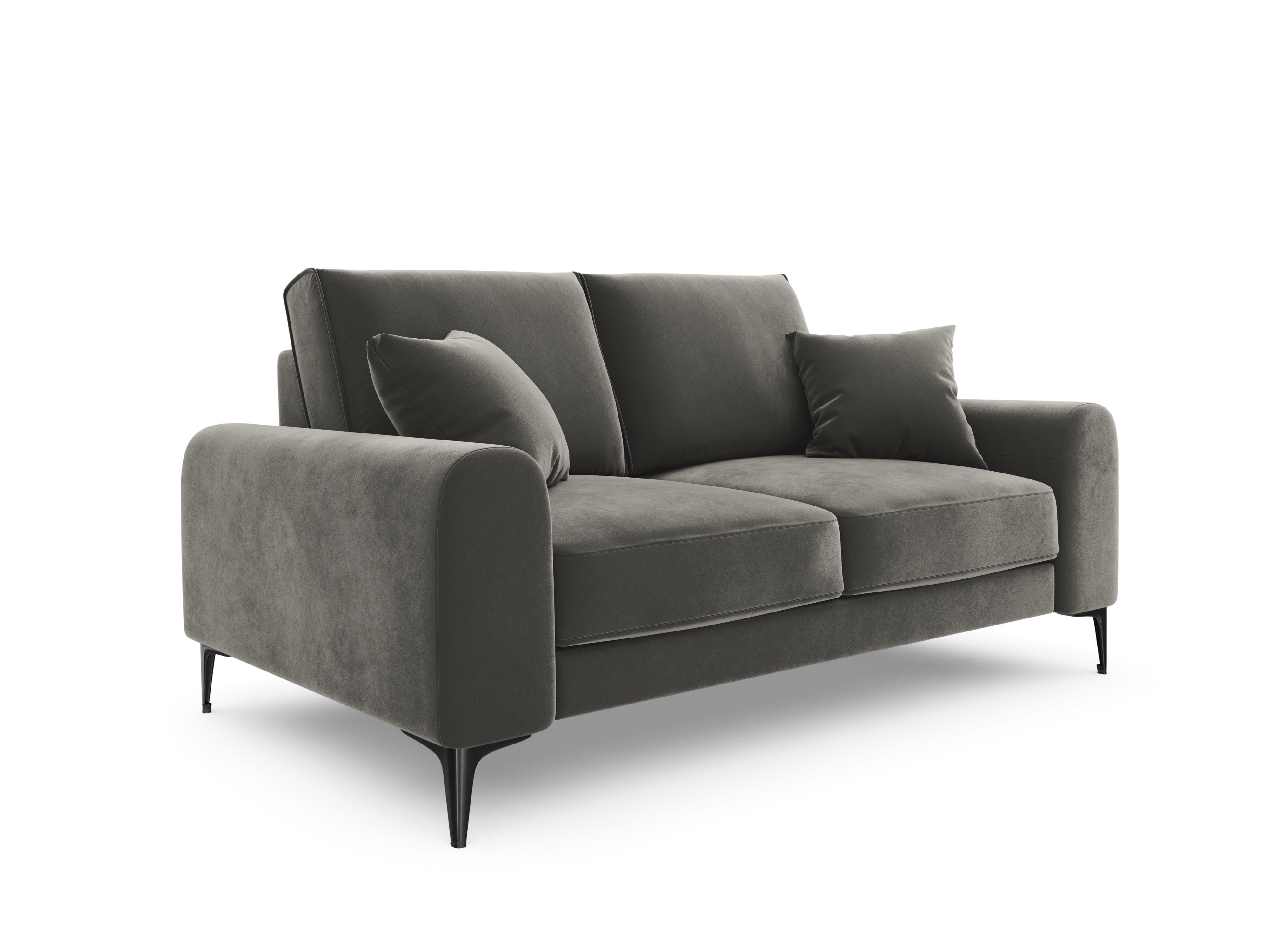 Sofa aksamitna 2-osobowa MADARA szary z czarną podstawą Mazzini Sofas Eye on Design