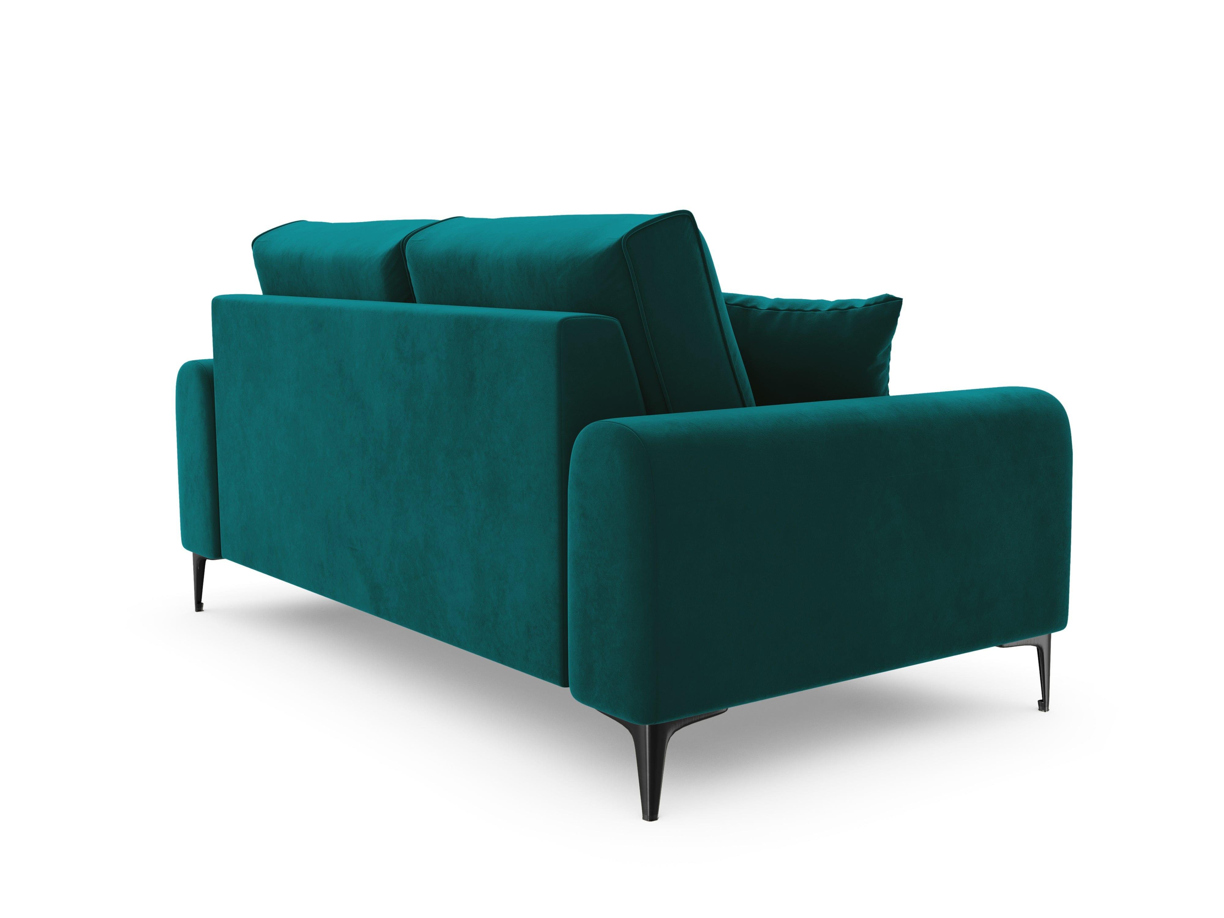 Sofa aksamitna 2-osobowa MADARA turkusowy z czarną podstawą Mazzini Sofas Eye on Design