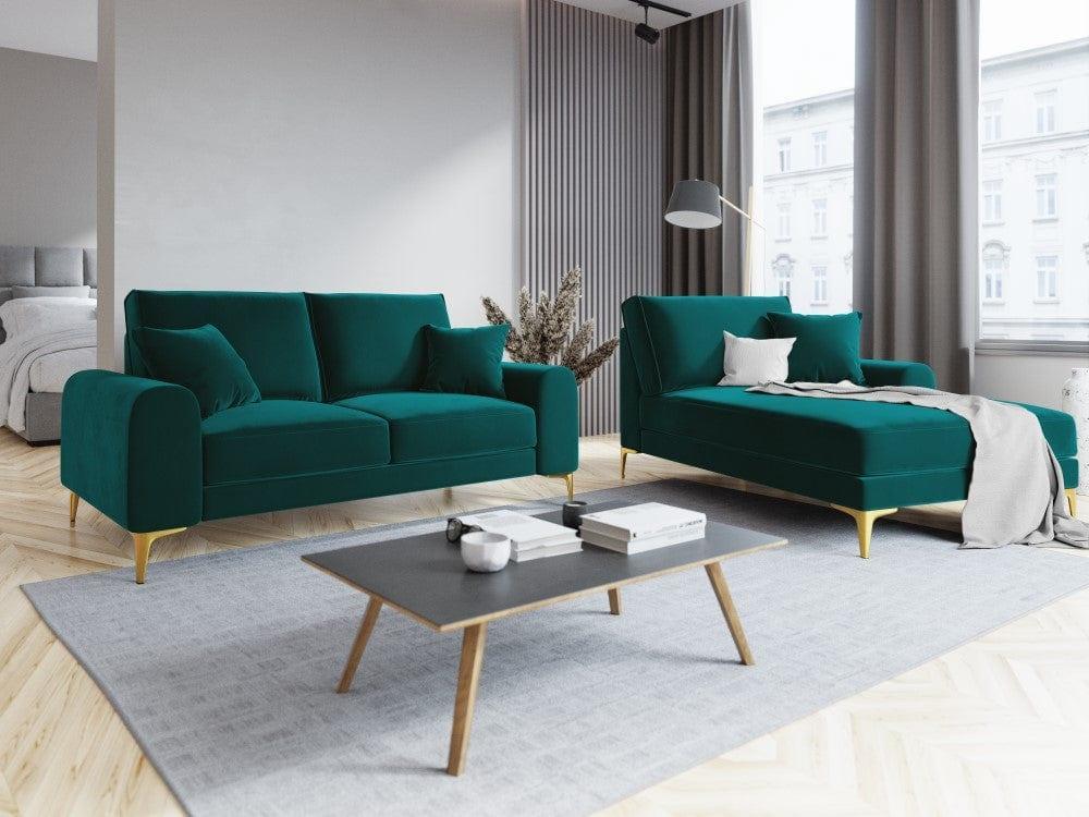 Sofa aksamitna 2-osobowa MADARA turkusowy ze złotą podstawą Mazzini Sofas Eye on Design