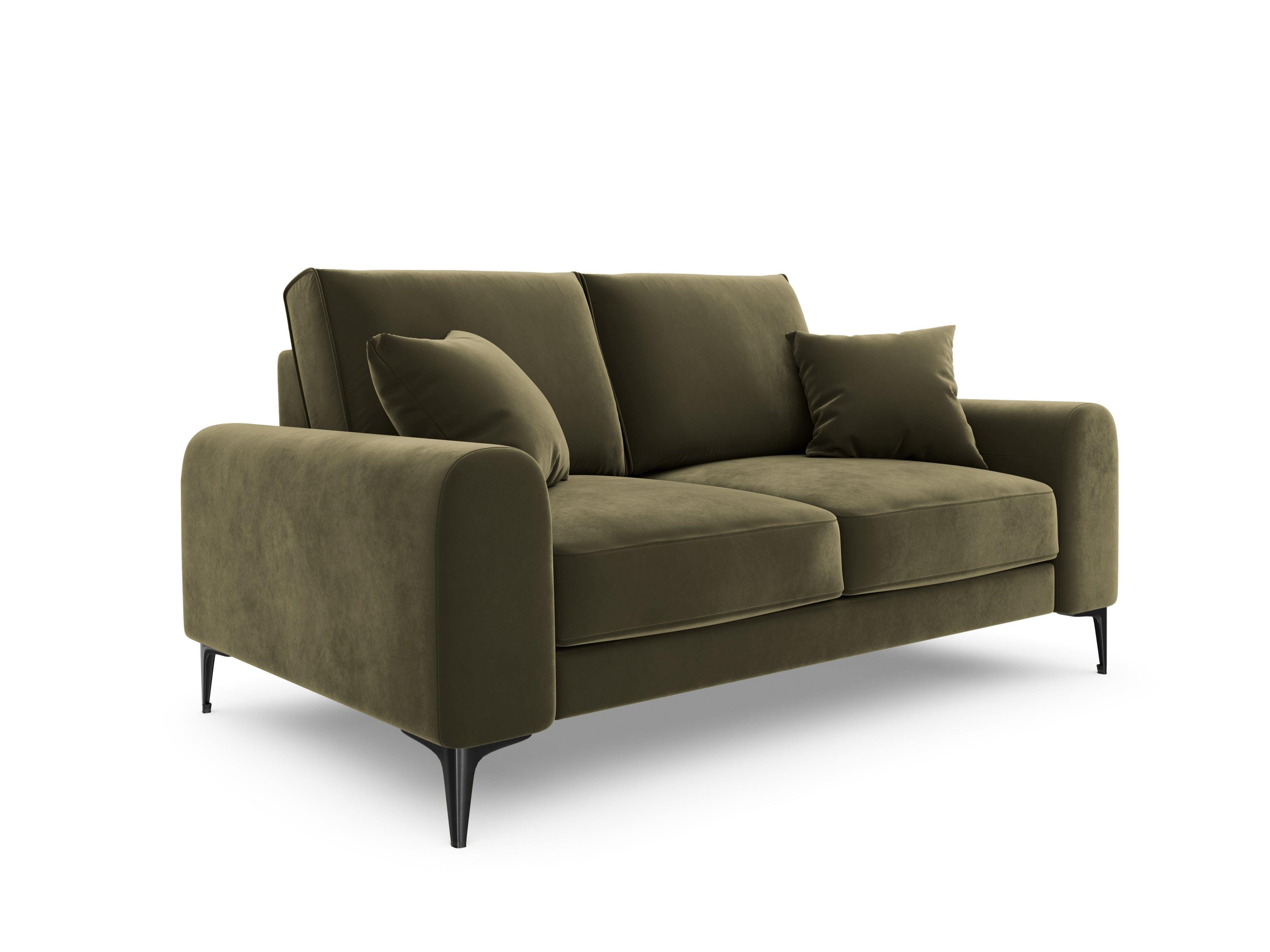 Sofa aksamitna 2-osobowa MADARA zielony z czarną podstawą Mazzini Sofas Eye on Design