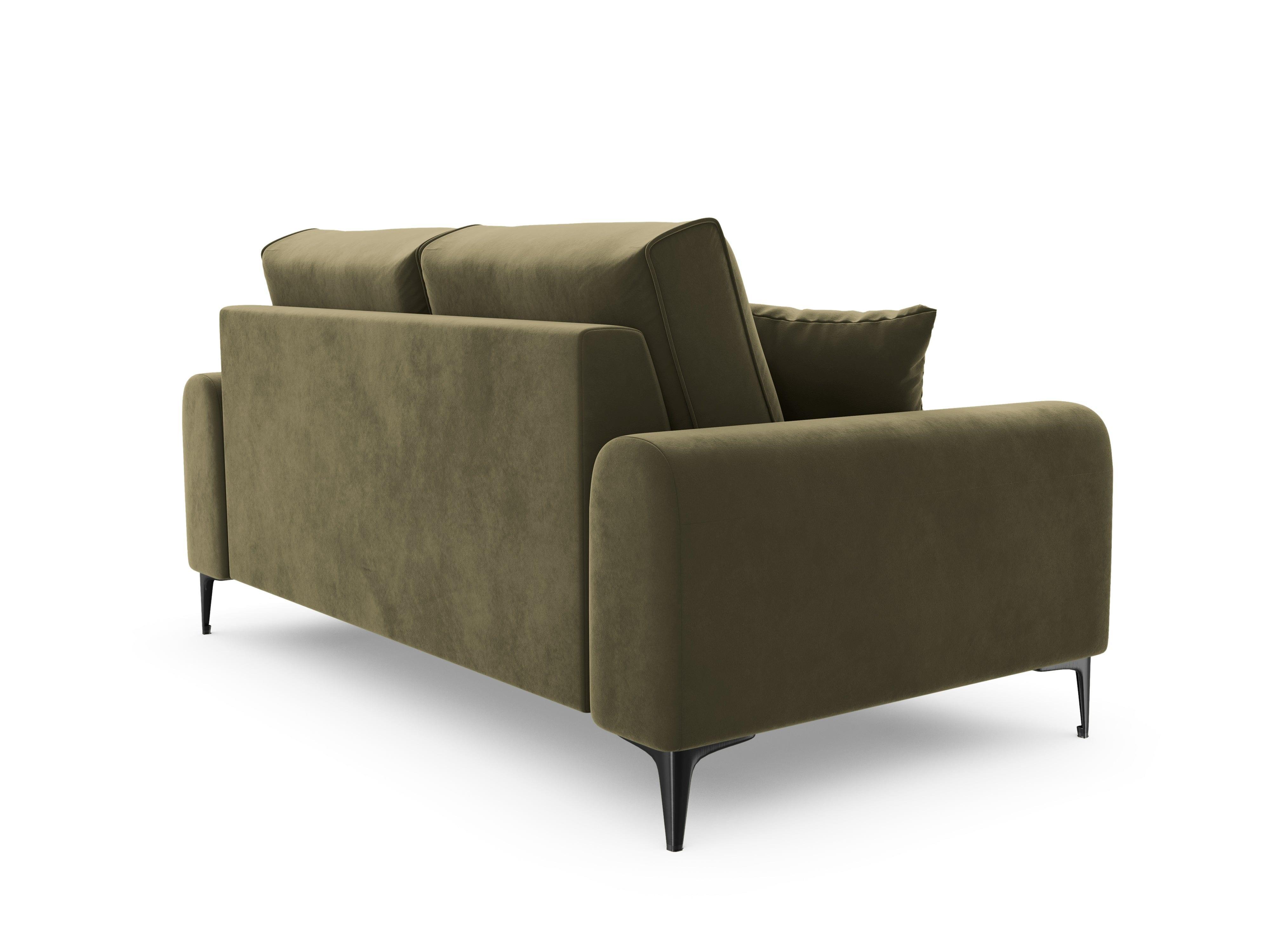 Sofa aksamitna 2-osobowa MADARA zielony z czarną podstawą Mazzini Sofas Eye on Design