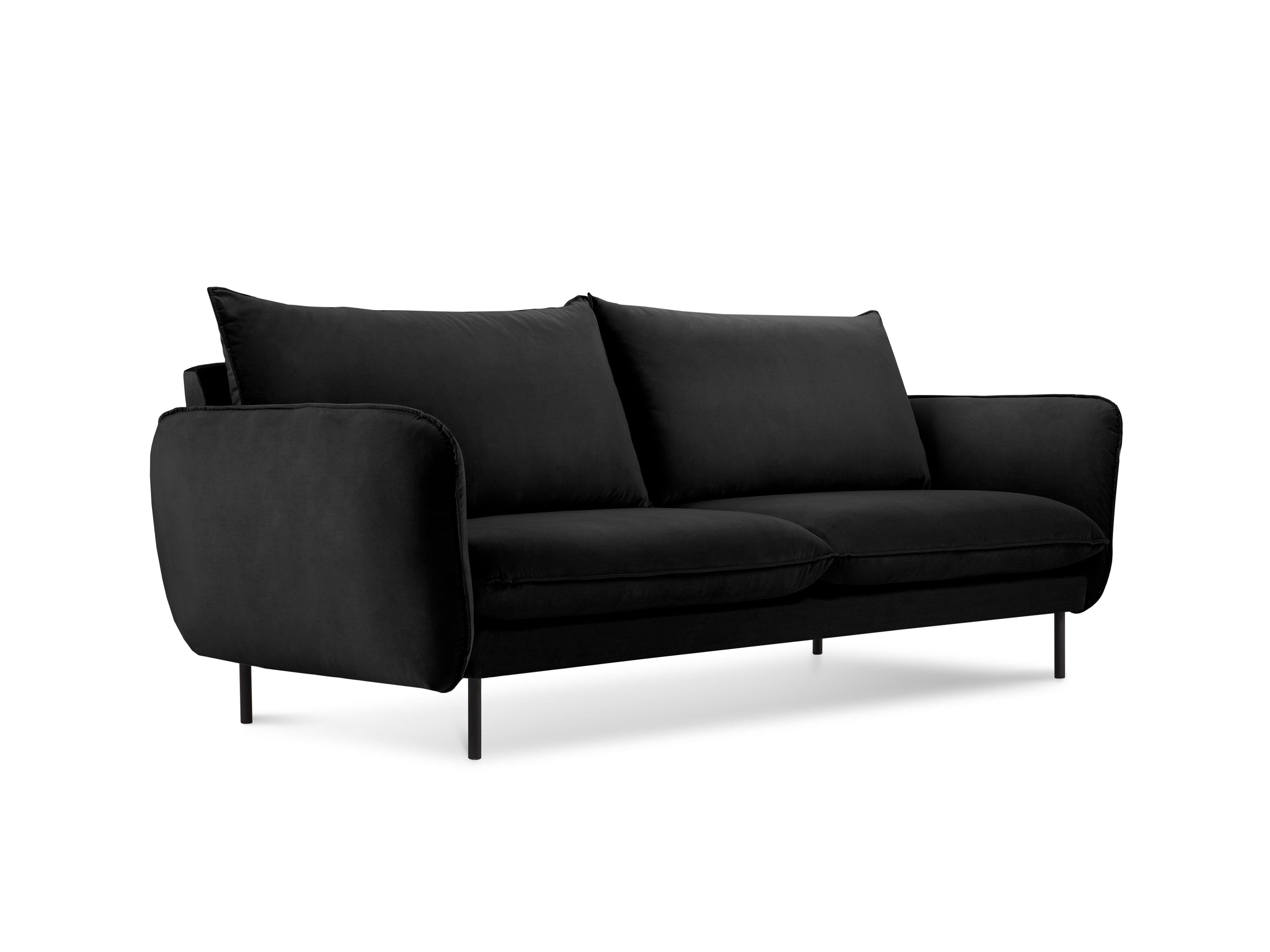 Sofa aksamitna 2-osobowa VIENNA czarny z czarną podstawą Cosmopolitan Design Eye on Design