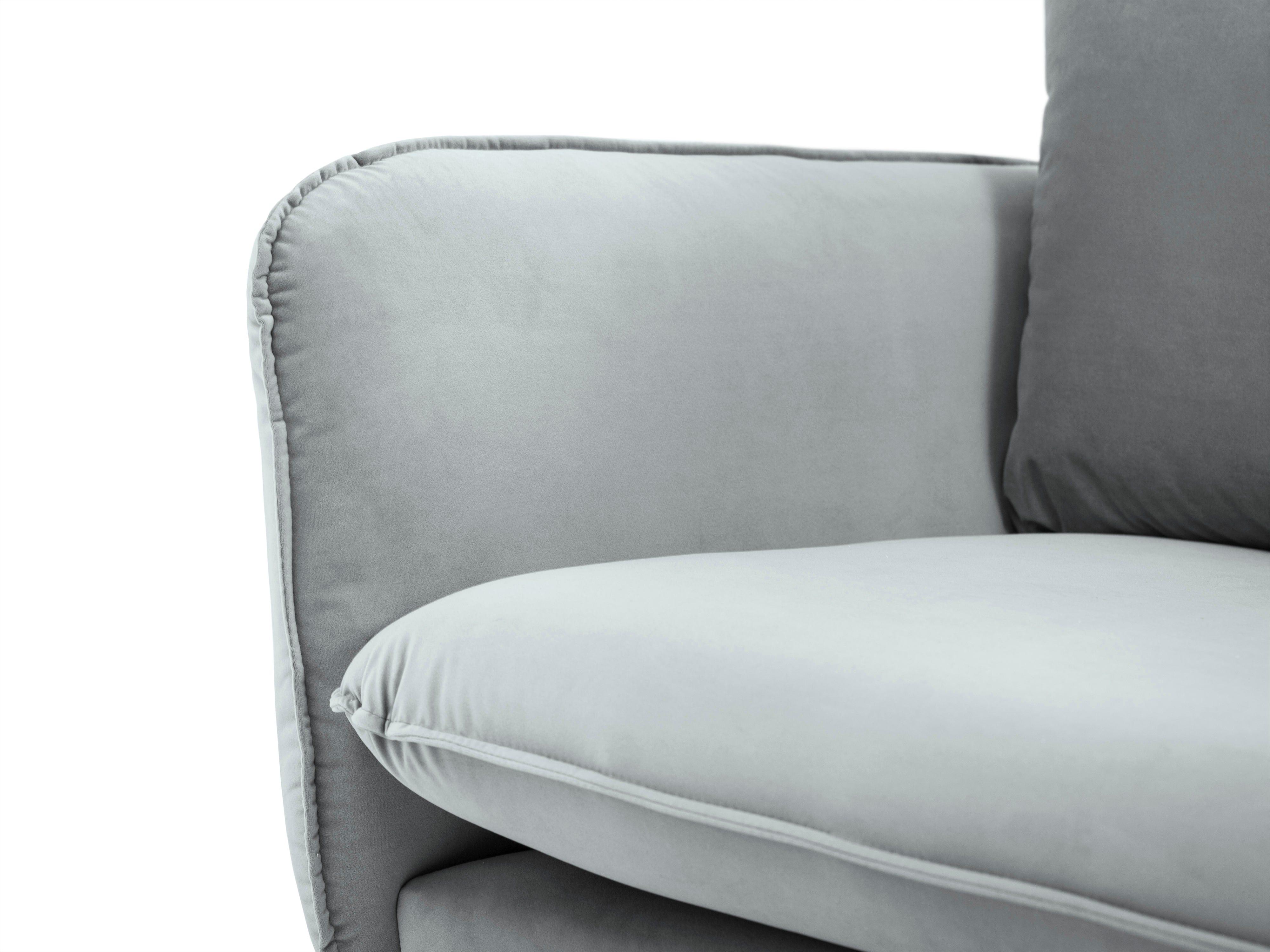 Sofa aksamitna 2-osobowa VIENNA jasnoszary z czarną podstawą Cosmopolitan Design Eye on Design