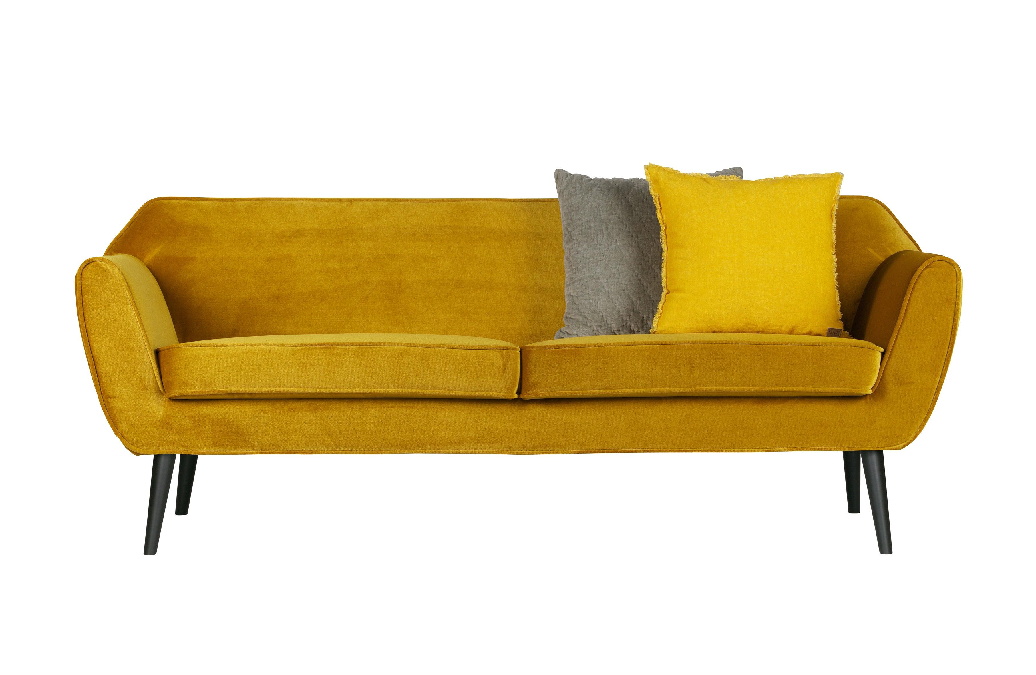 Sofa aksamitna 2,5-osobowa ROCCO musztardowy Woood Eye on Design