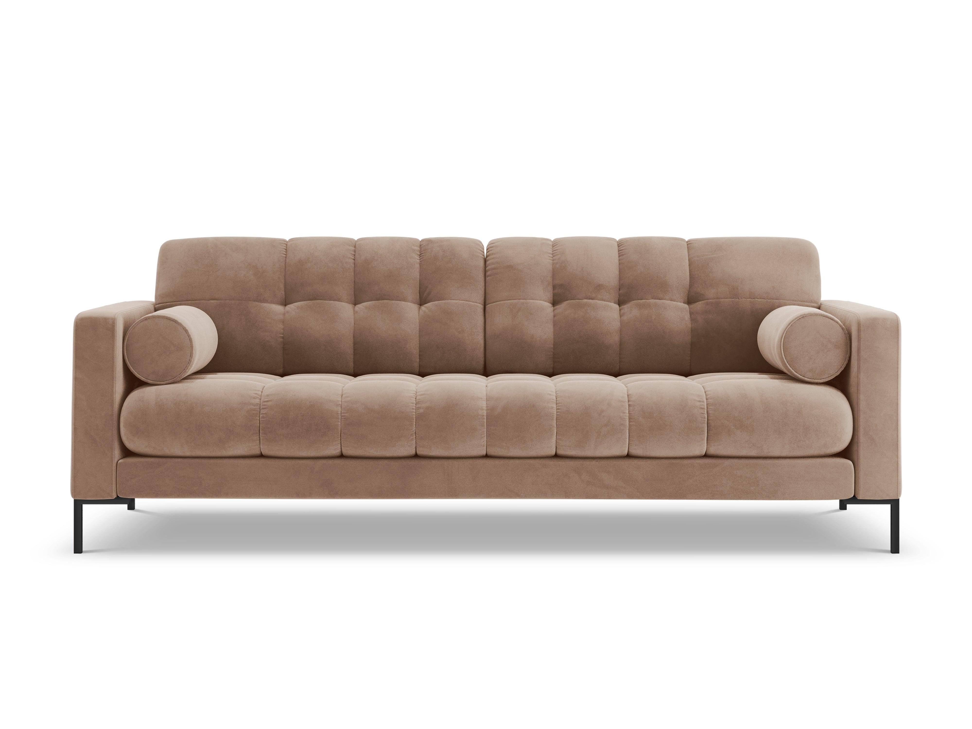 Sofa aksamitna 3-osobowa BALI beżowy z czarną podstawą Cosmopolitan Design Eye on Design