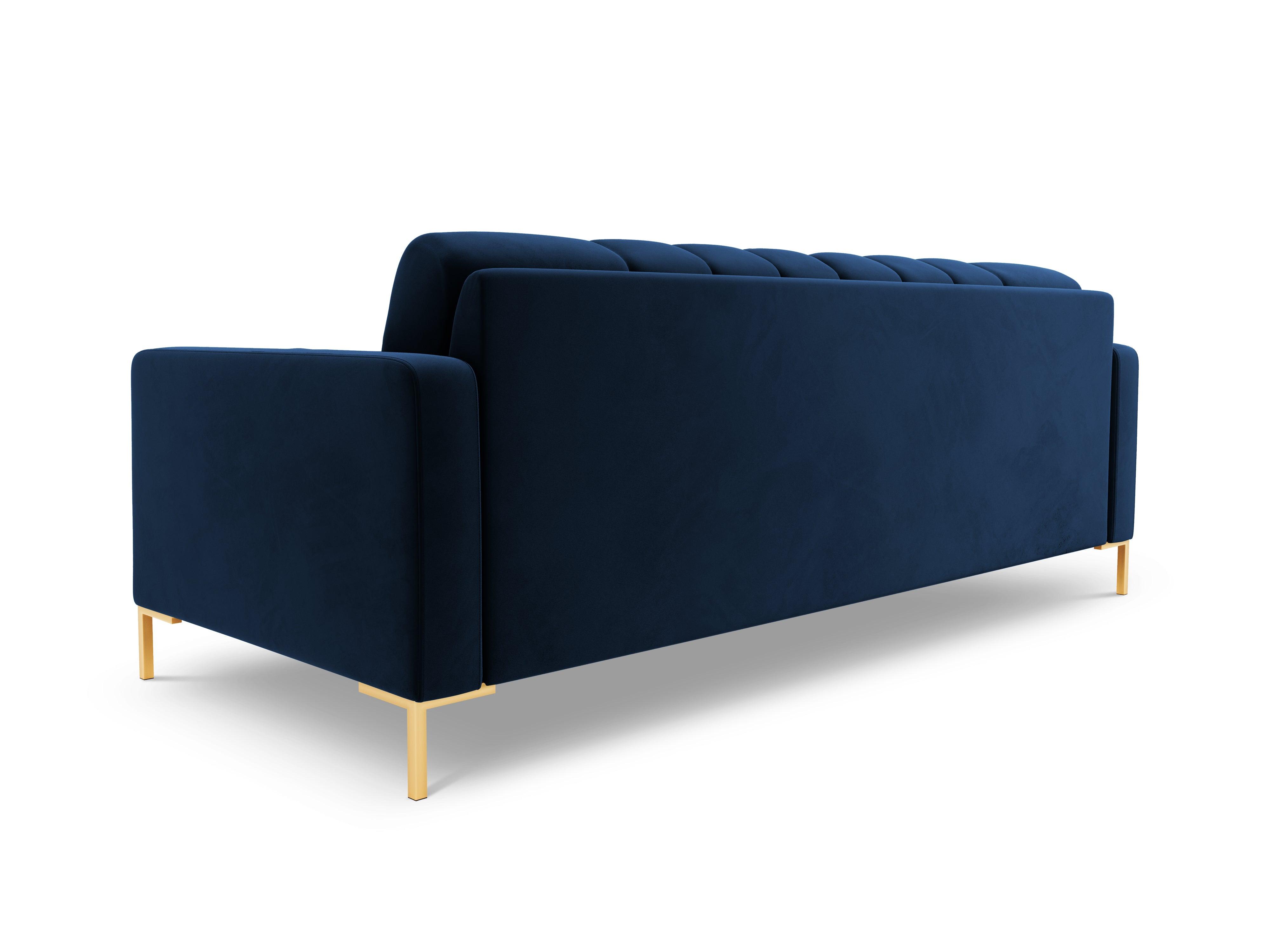 Sofa aksamitna 3-osobowa BALI granat królewski ze złotą podstawą Cosmopolitan Design Eye on Design