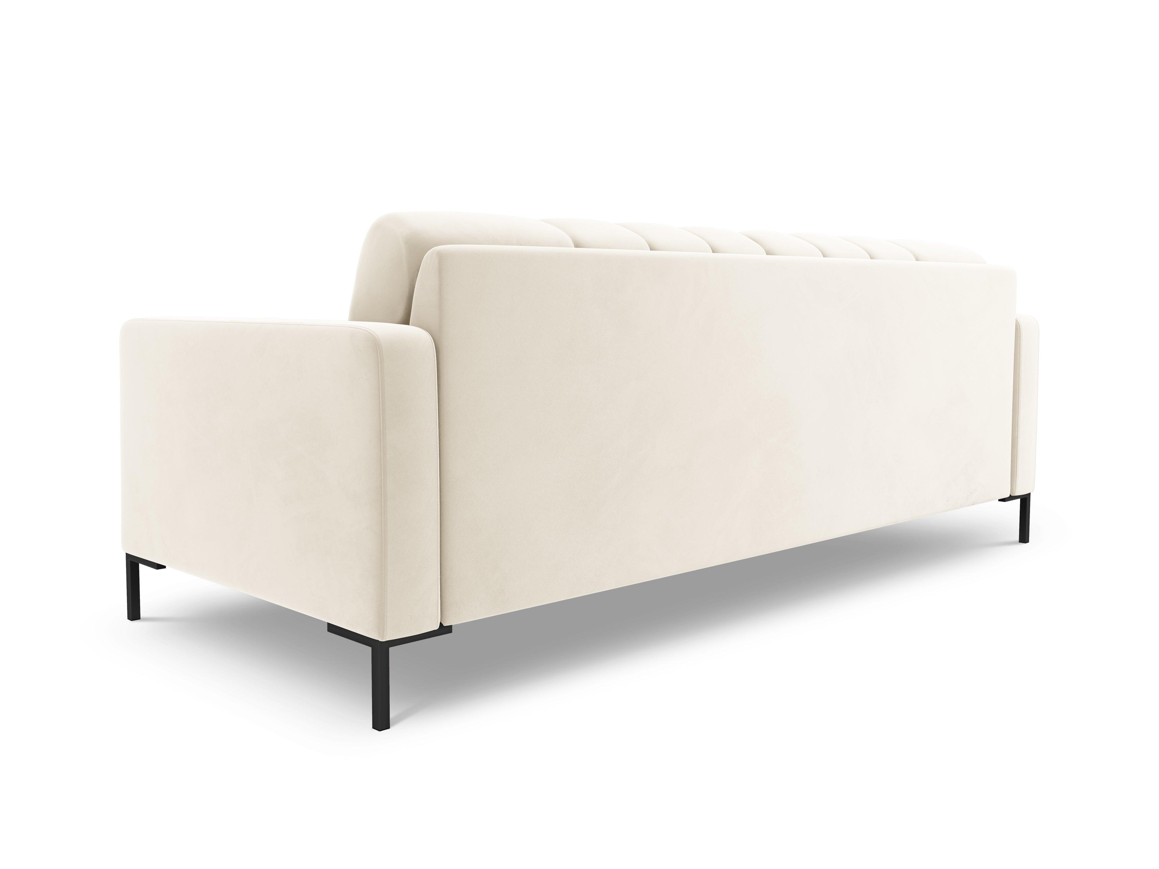 Sofa aksamitna 3-osobowa BALI jasnobeżowy z czarną podstawą Cosmopolitan Design Eye on Design