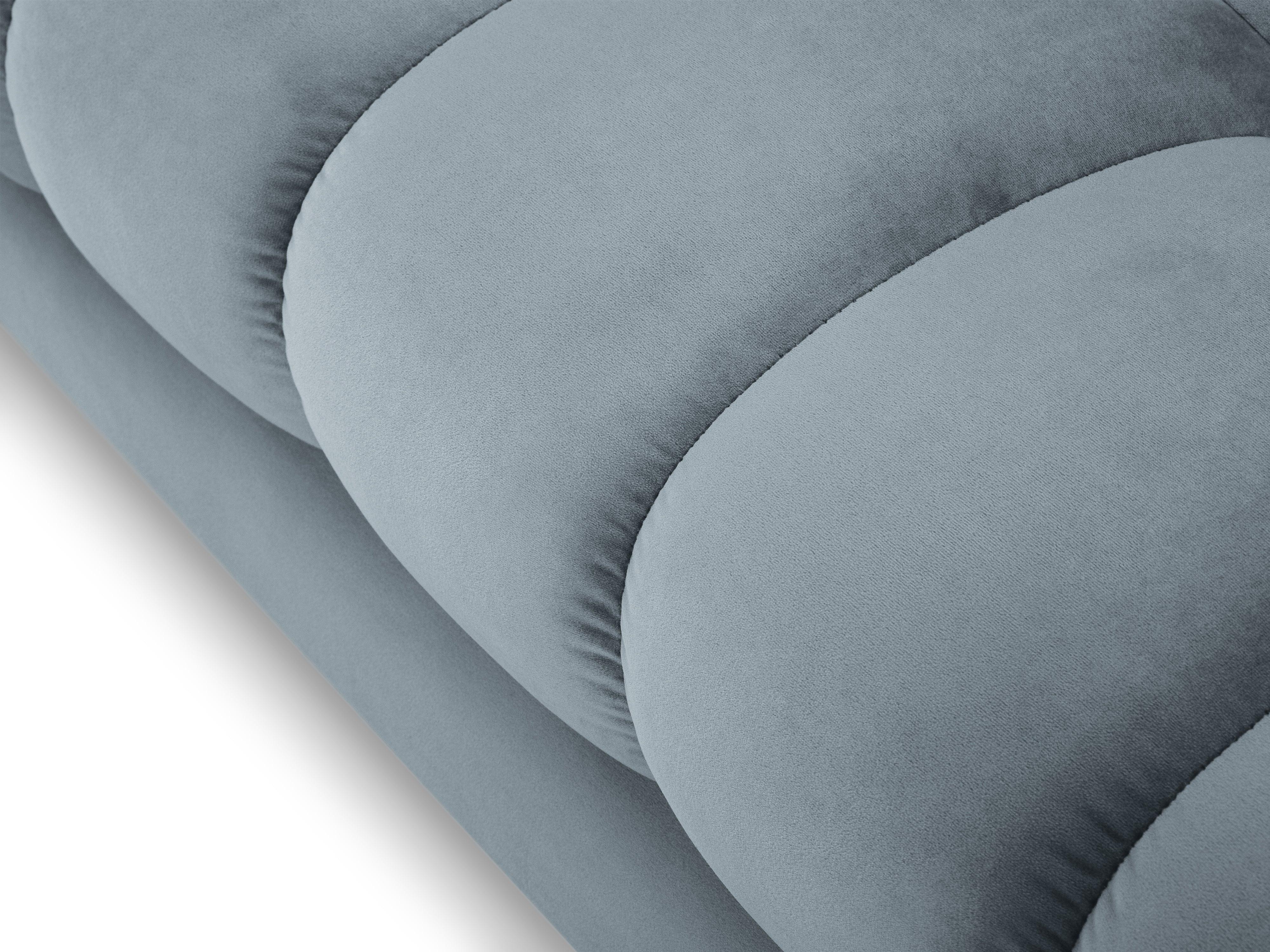 Sofa aksamitna 3-osobowa BALI jasnoniebieski ze złotą podstawą Cosmopolitan Design Eye on Design