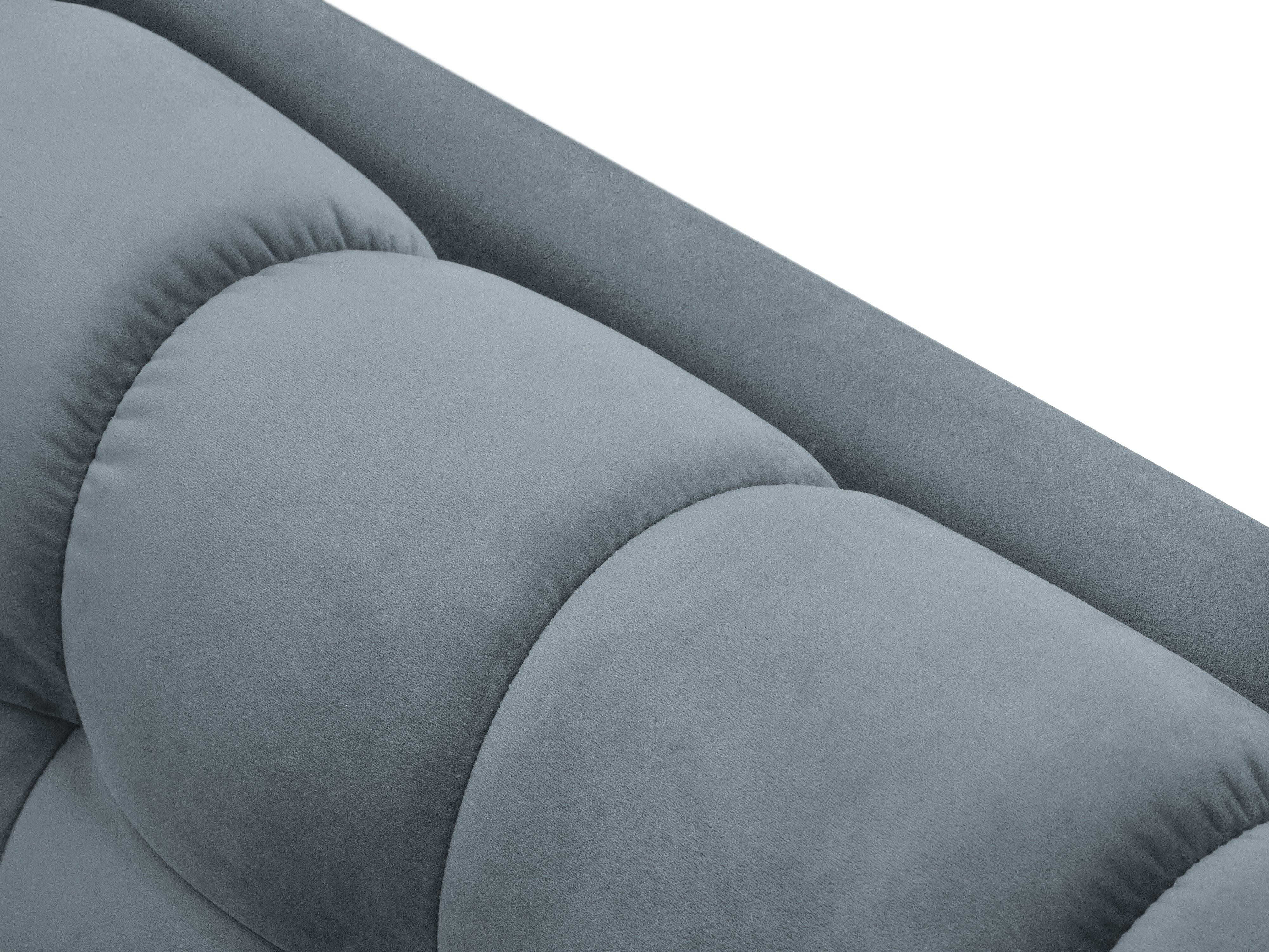 Sofa aksamitna 3-osobowa BALI jasnoniebieski ze złotą podstawą Cosmopolitan Design Eye on Design