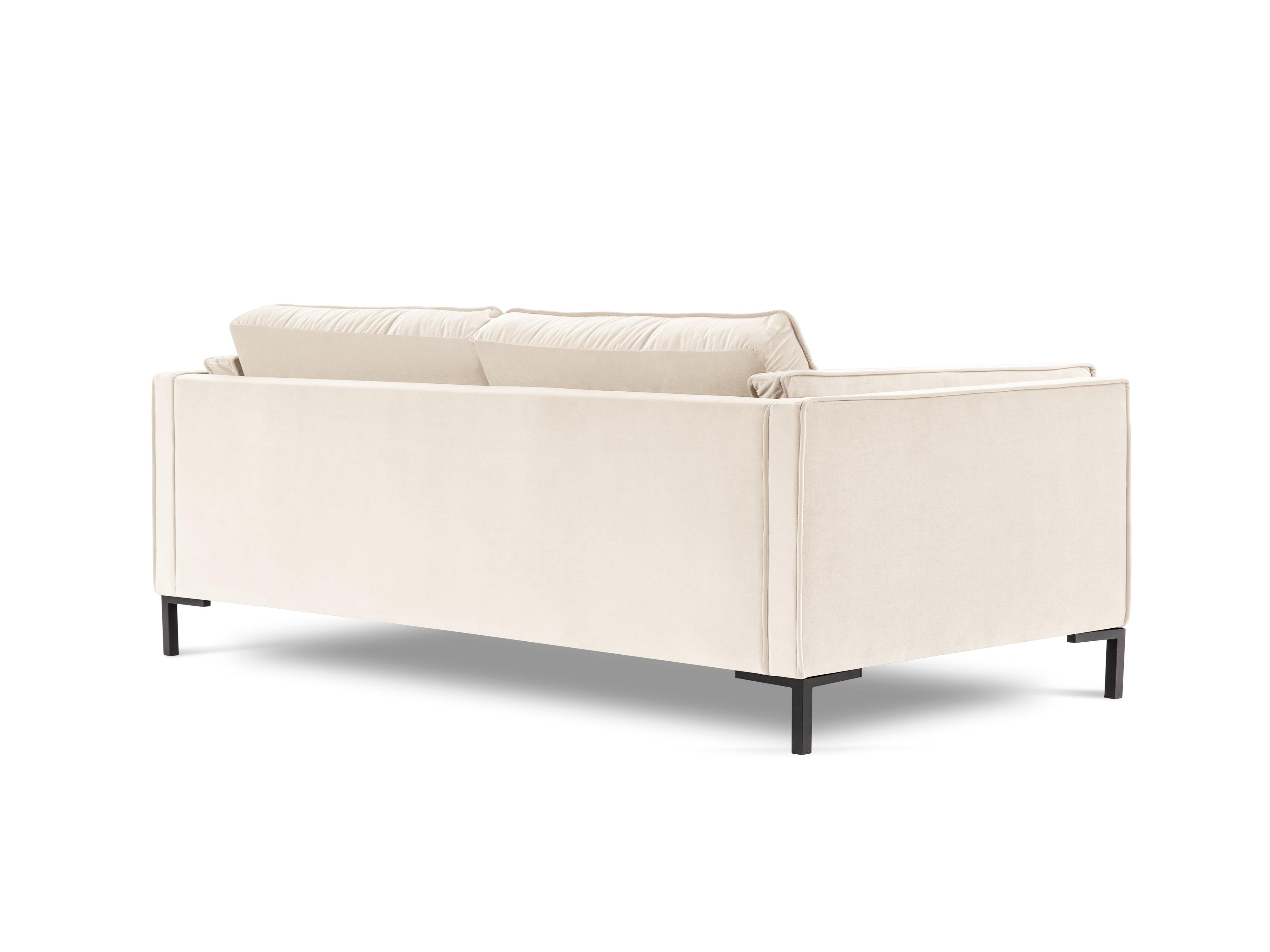 Sofa aksamitna 3-osobowa LUIS beżowy z czarną podstawą Milo Casa Eye on Design