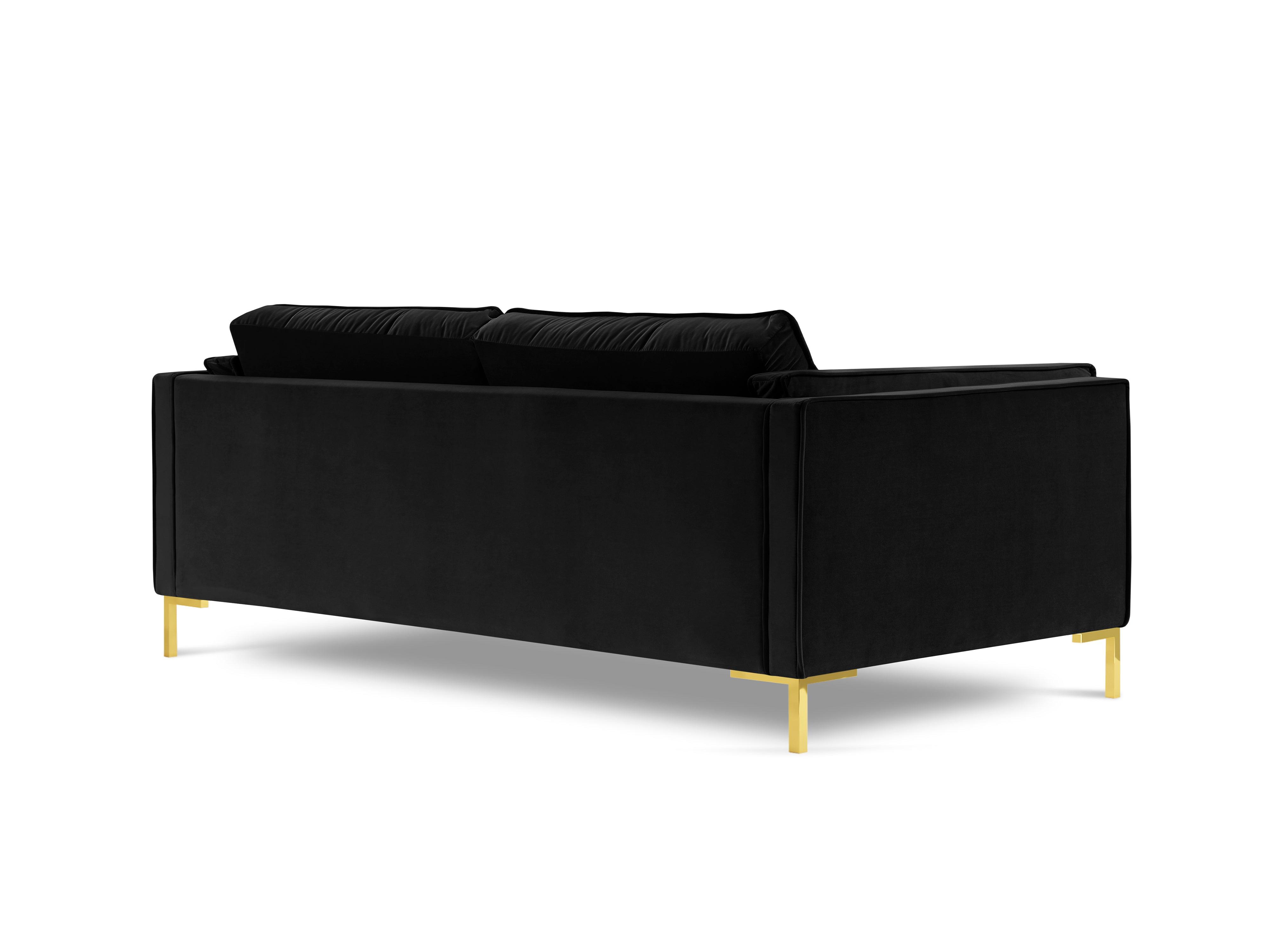 Sofa aksamitna 3-osobowa LUIS czarny ze złotą podstawą Milo Casa Eye on Design