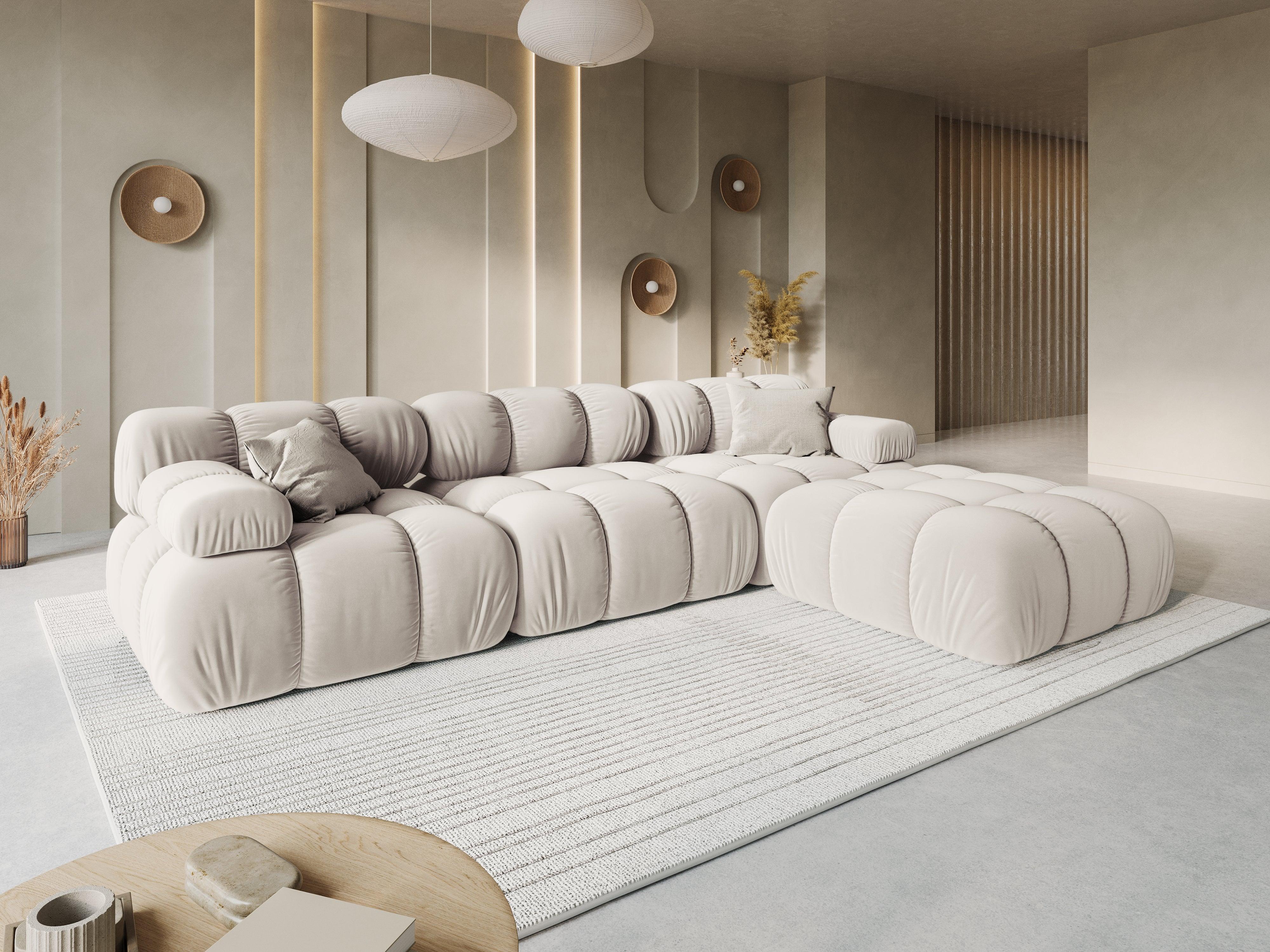 Sofa aksamitna 3-osobowa TROPEA jasnobeżowy Milo Casa Eye on Design