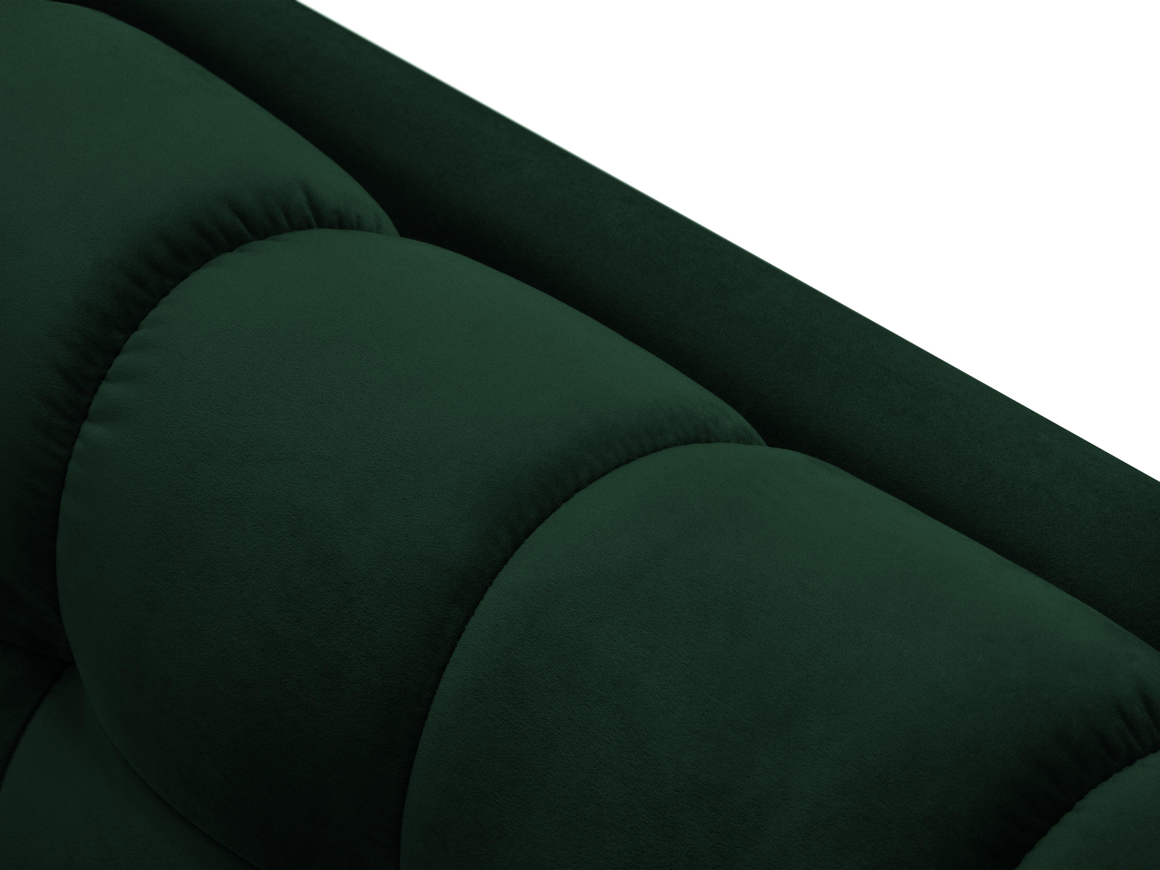 Sofa aksamitna 4-osobowa BALI butelkowa zieleń ze złotą podstawą Cosmopolitan Design Eye on Design