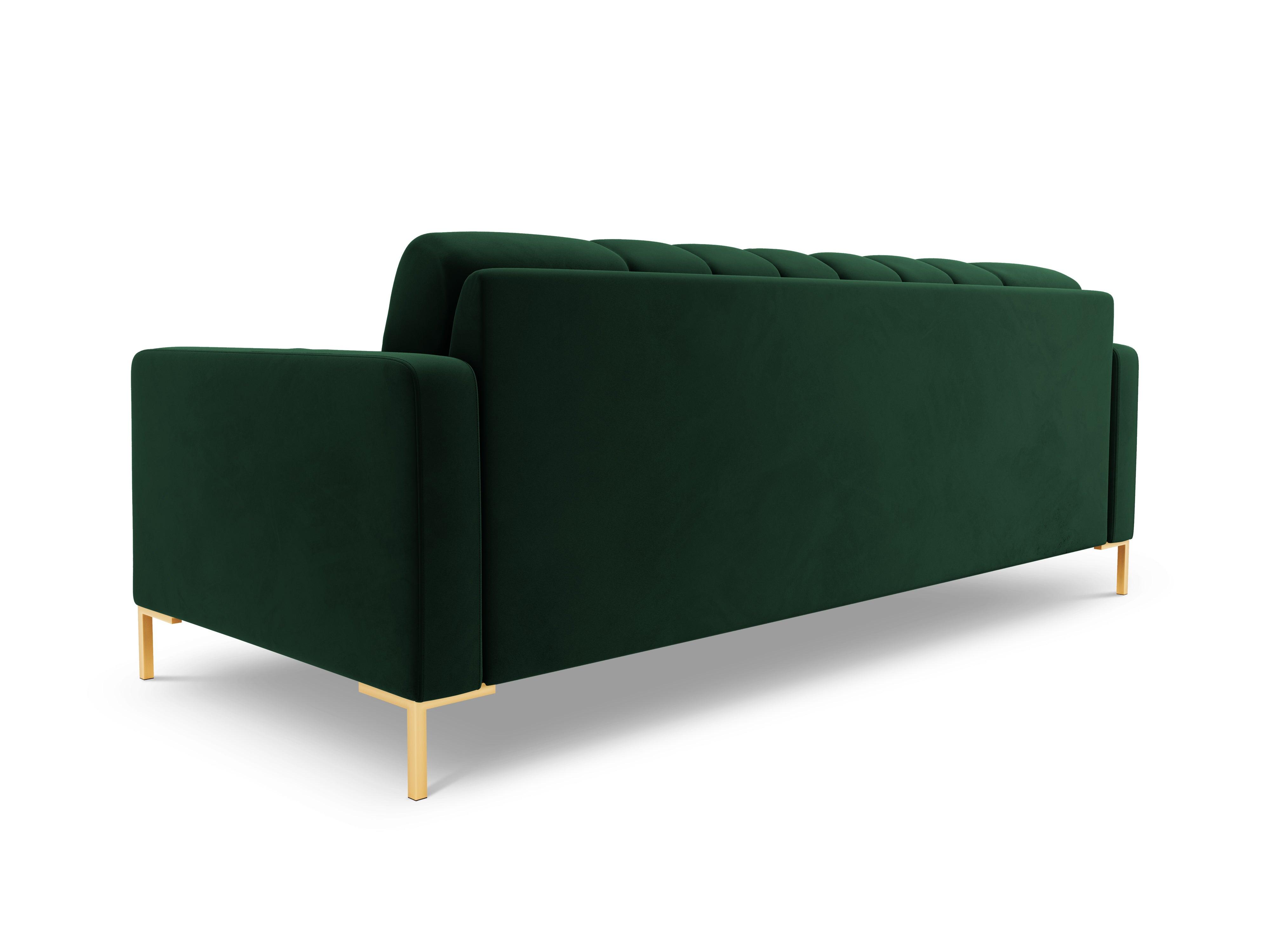 Sofa aksamitna 4-osobowa BALI butelkowa zieleń ze złotą podstawą Cosmopolitan Design Eye on Design