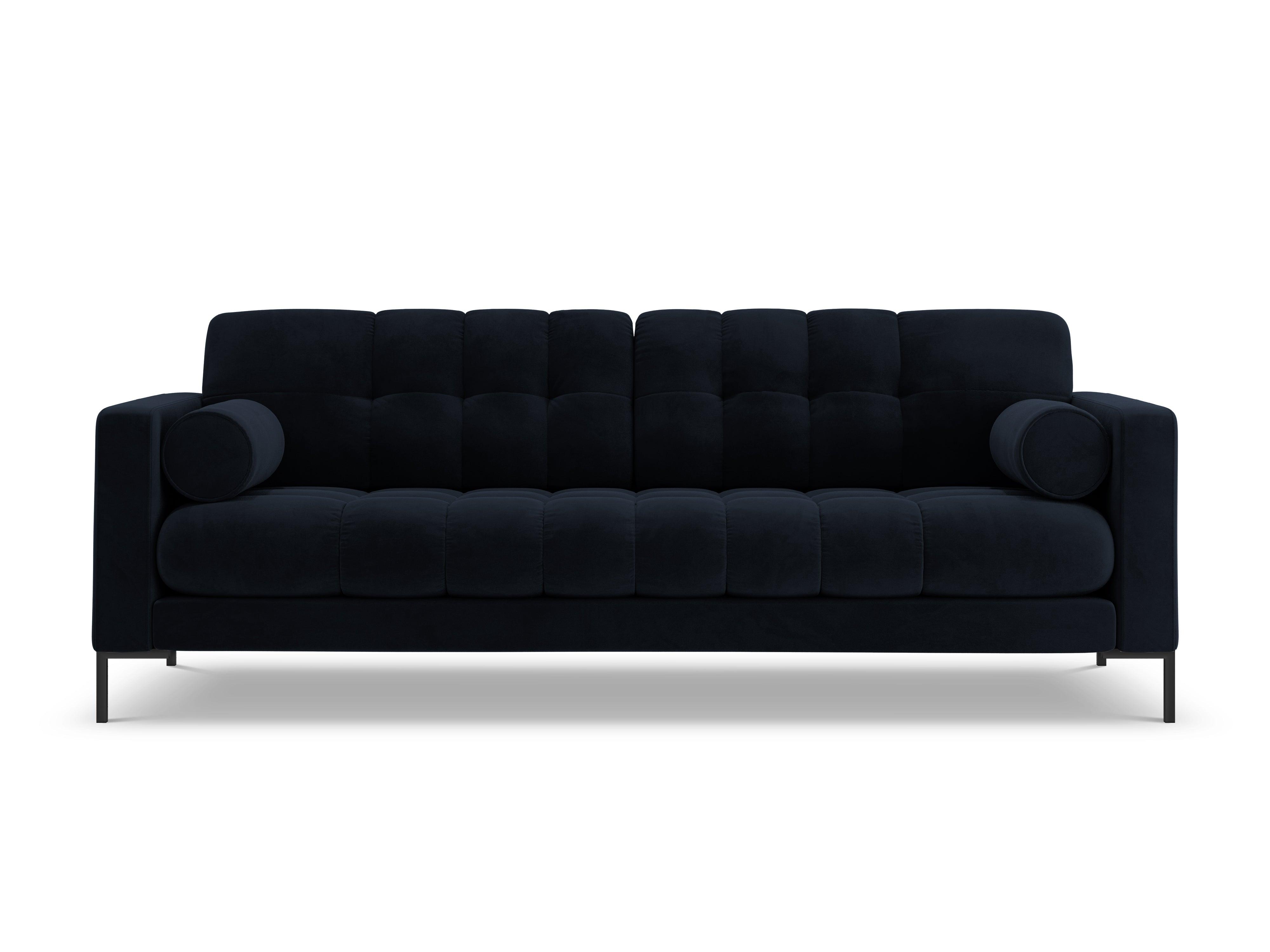 Sofa aksamitna 4-osobowa BALI ciemnoniebieski z czarną podstawą Cosmopolitan Design Eye on Design