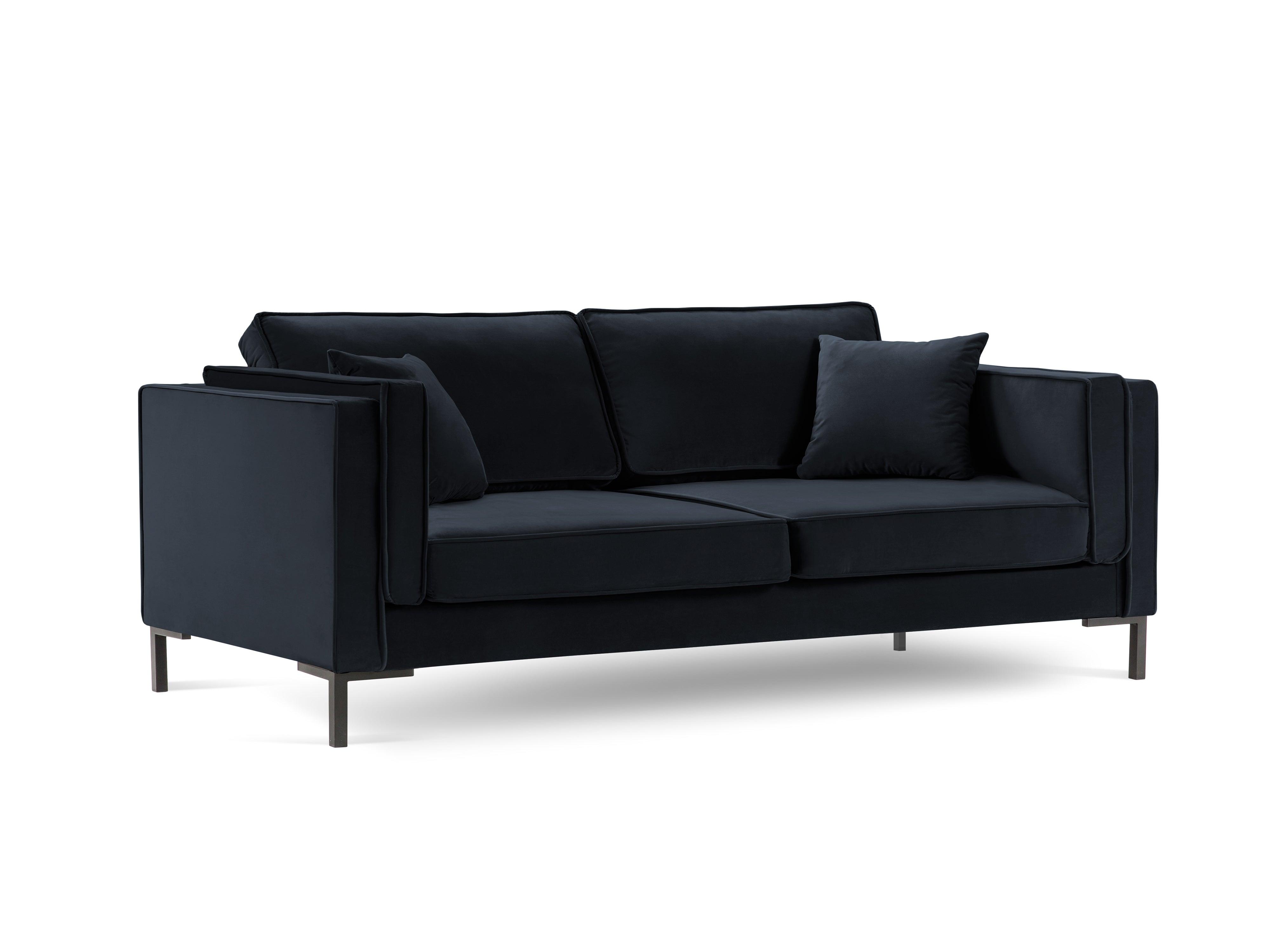 Sofa aksamitna 4-osobowa LUIS ciemnoniebieski z czarną podstawą Milo Casa Eye on Design