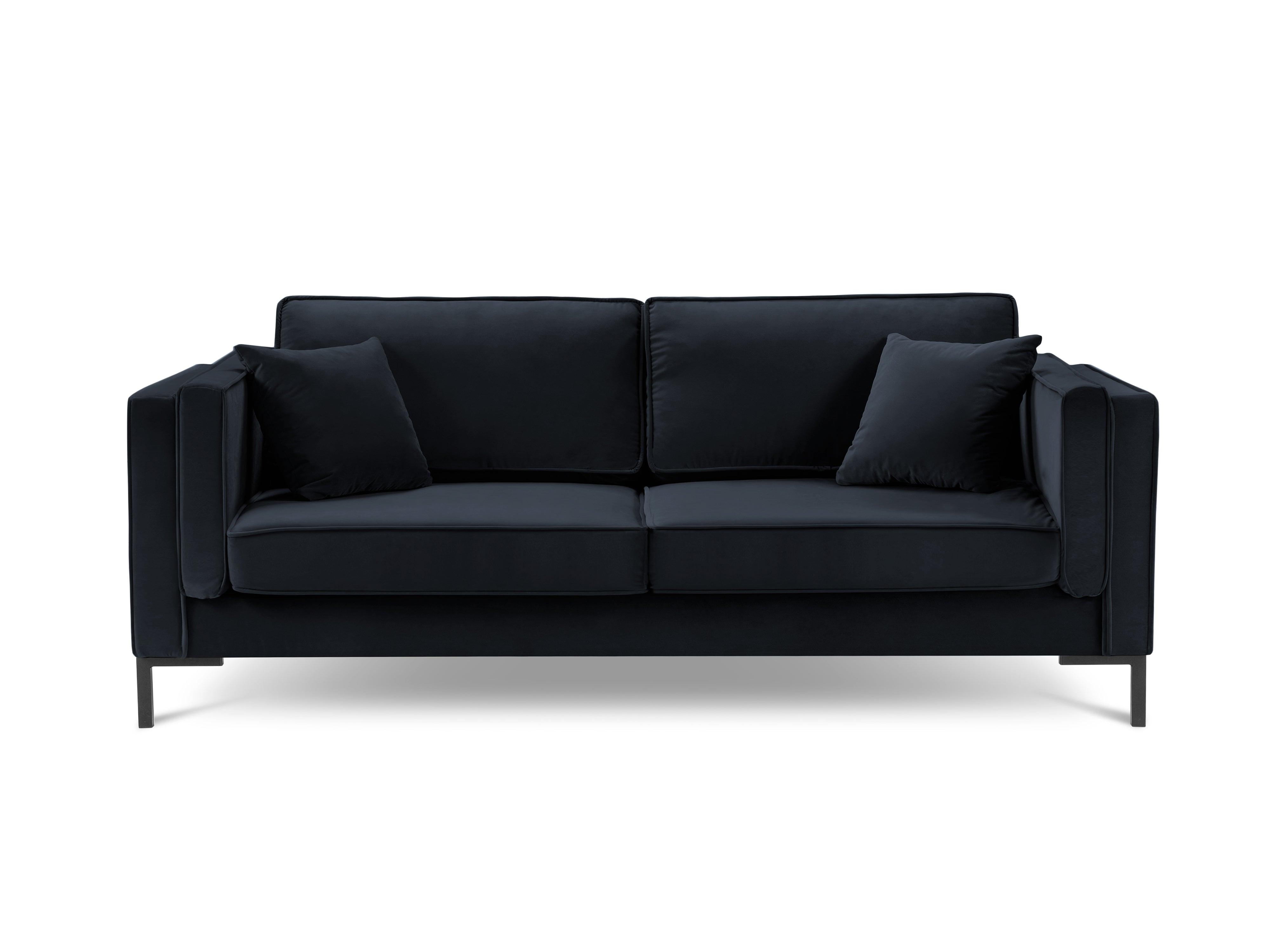 Sofa aksamitna 4-osobowa LUIS ciemnoniebieski z czarną podstawą Milo Casa Eye on Design