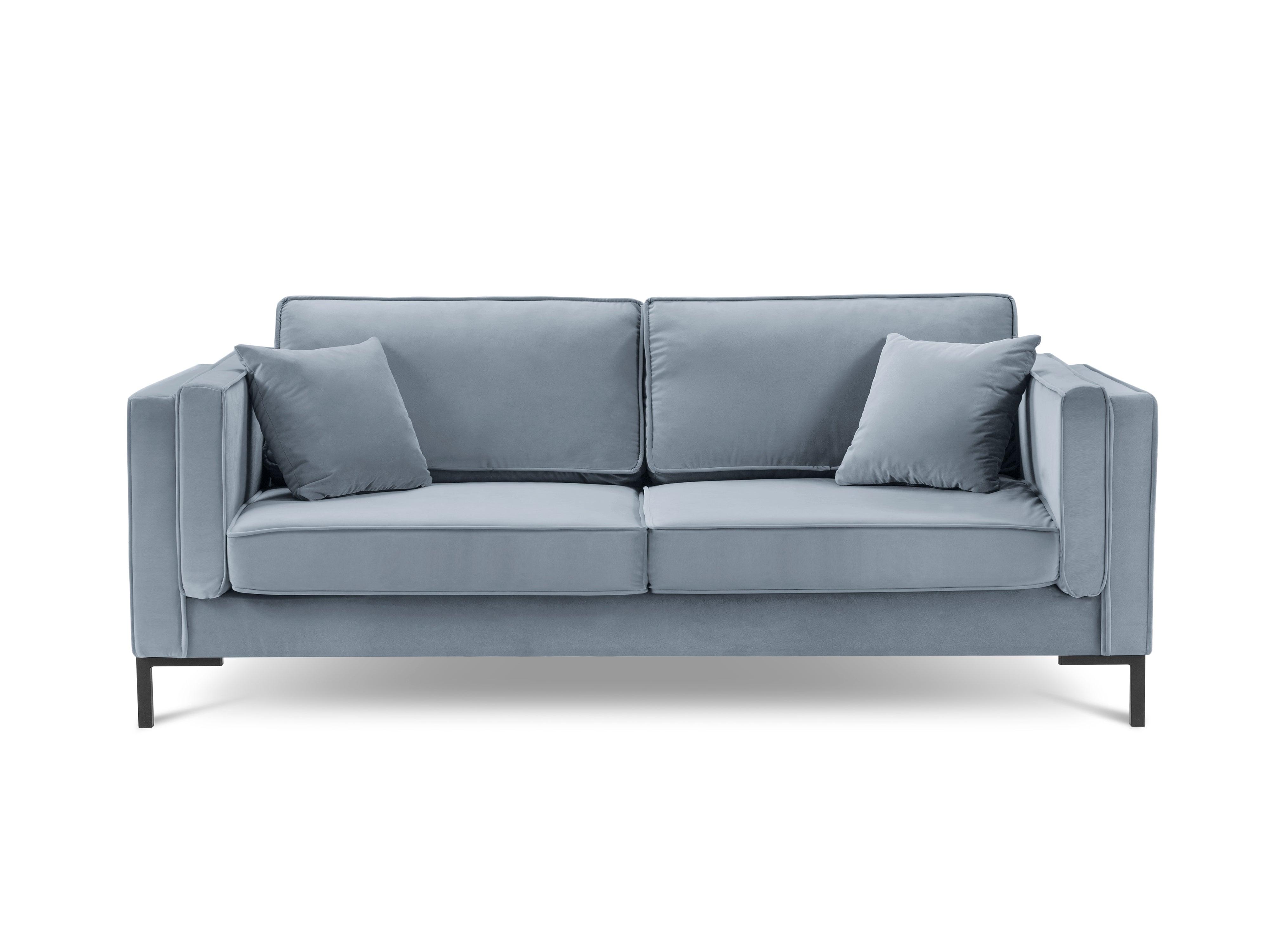 Sofa aksamitna 4-osobowa LUIS jasnoniebieski z czarną podstawą Milo Casa Eye on Design