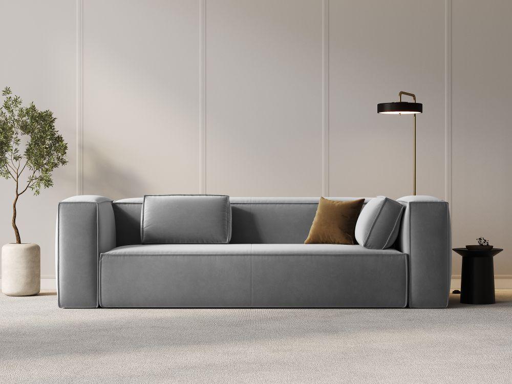Sofa aksamitna 4-osobowa MACKAY jasnoszary Cosmopolitan Design Eye on Design