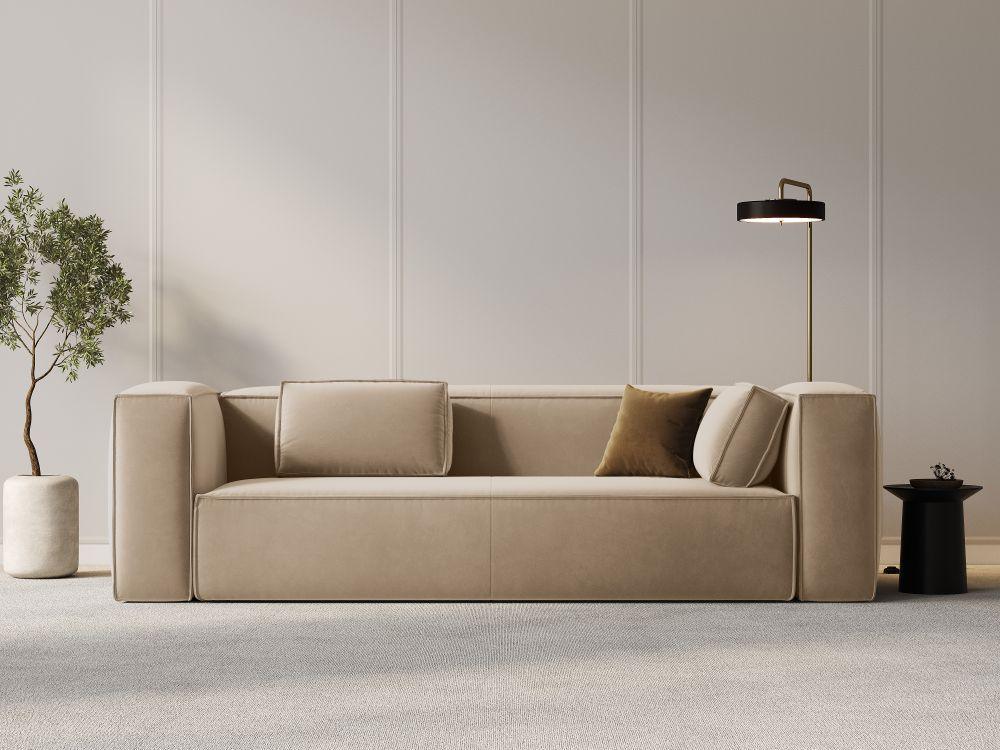 Sofa aksamitna 4-osobowa MACKAY piaskowy Cosmopolitan Design Eye on Design
