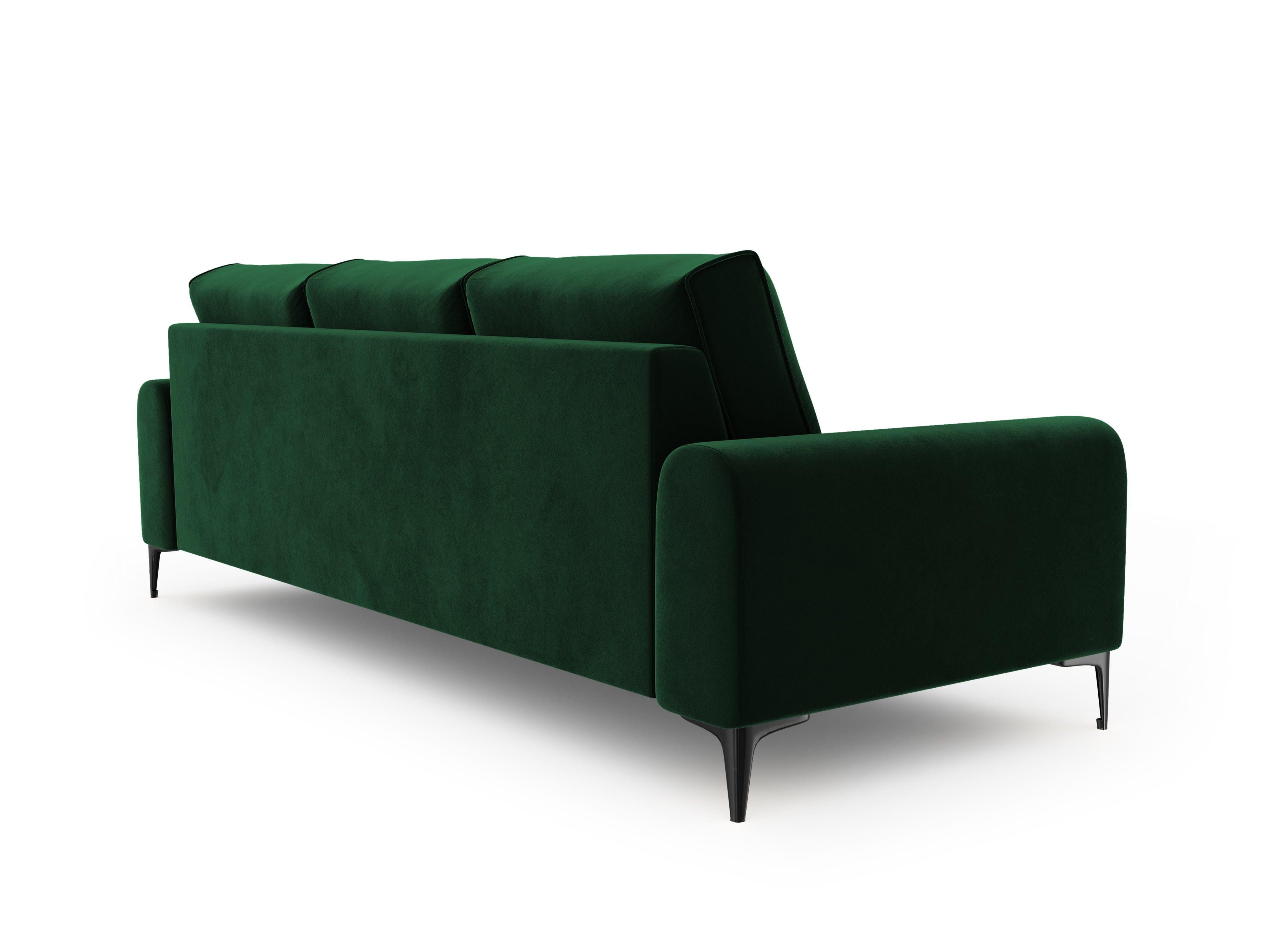 Sofa aksamitna 4-osobowa MADARA butelkowa zieleń z czarną podstawą Mazzini Sofas Eye on Design