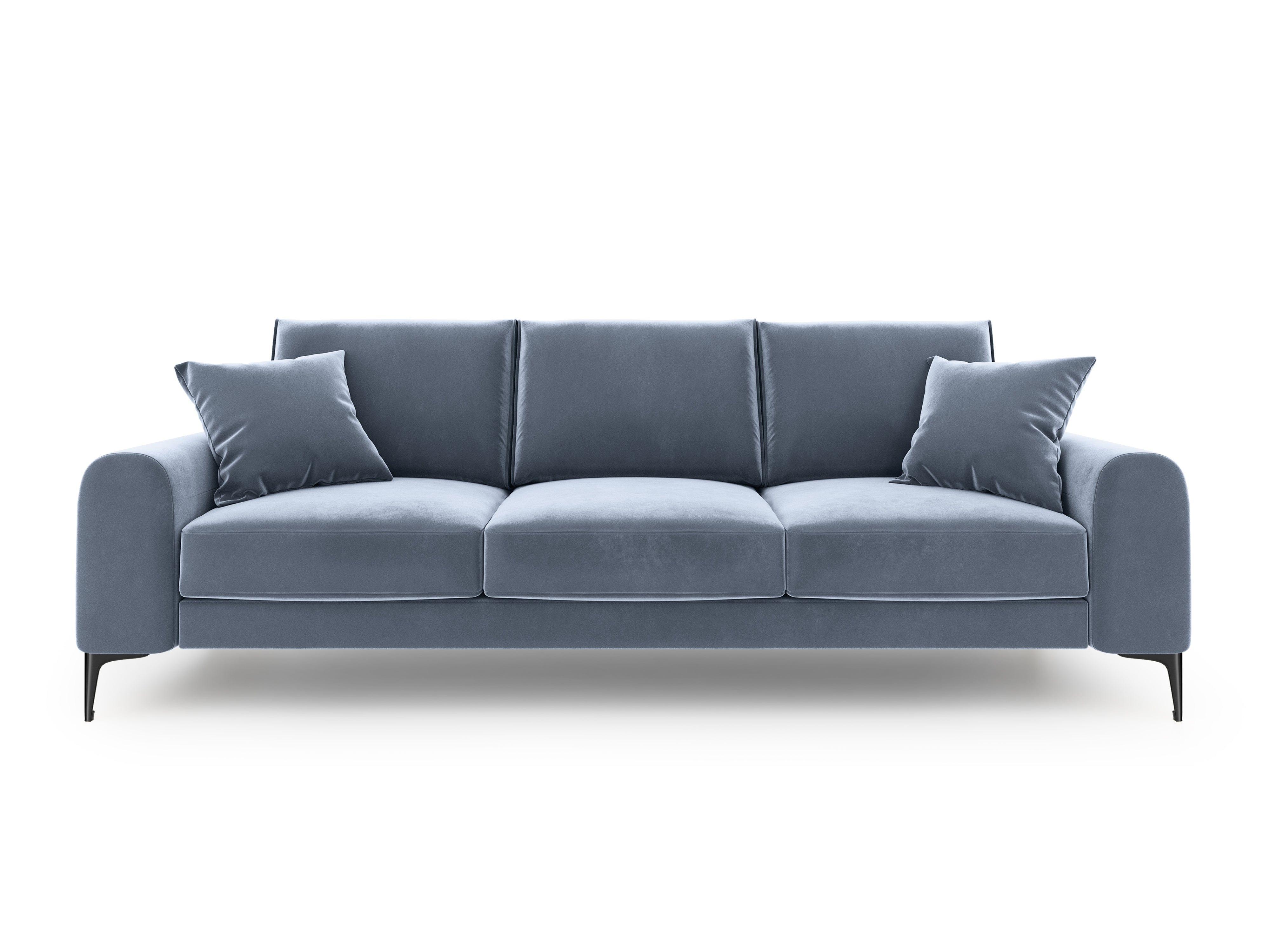 Sofa aksamitna 4-osobowa MADARA jasnoniebieski z czarną podstawą Mazzini Sofas Eye on Design